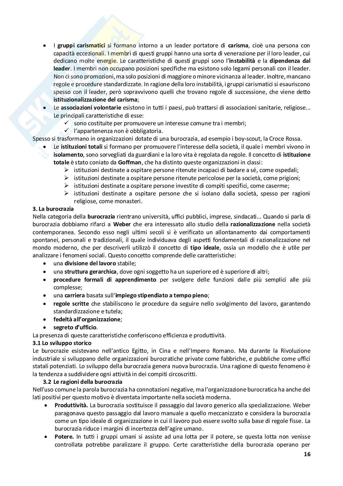 Riassunto esame Sociologia generale, Prof. Gamuzza Augusto Giuseppe, libro consigliato Manuale di sociologia , Smelser Pag. 16