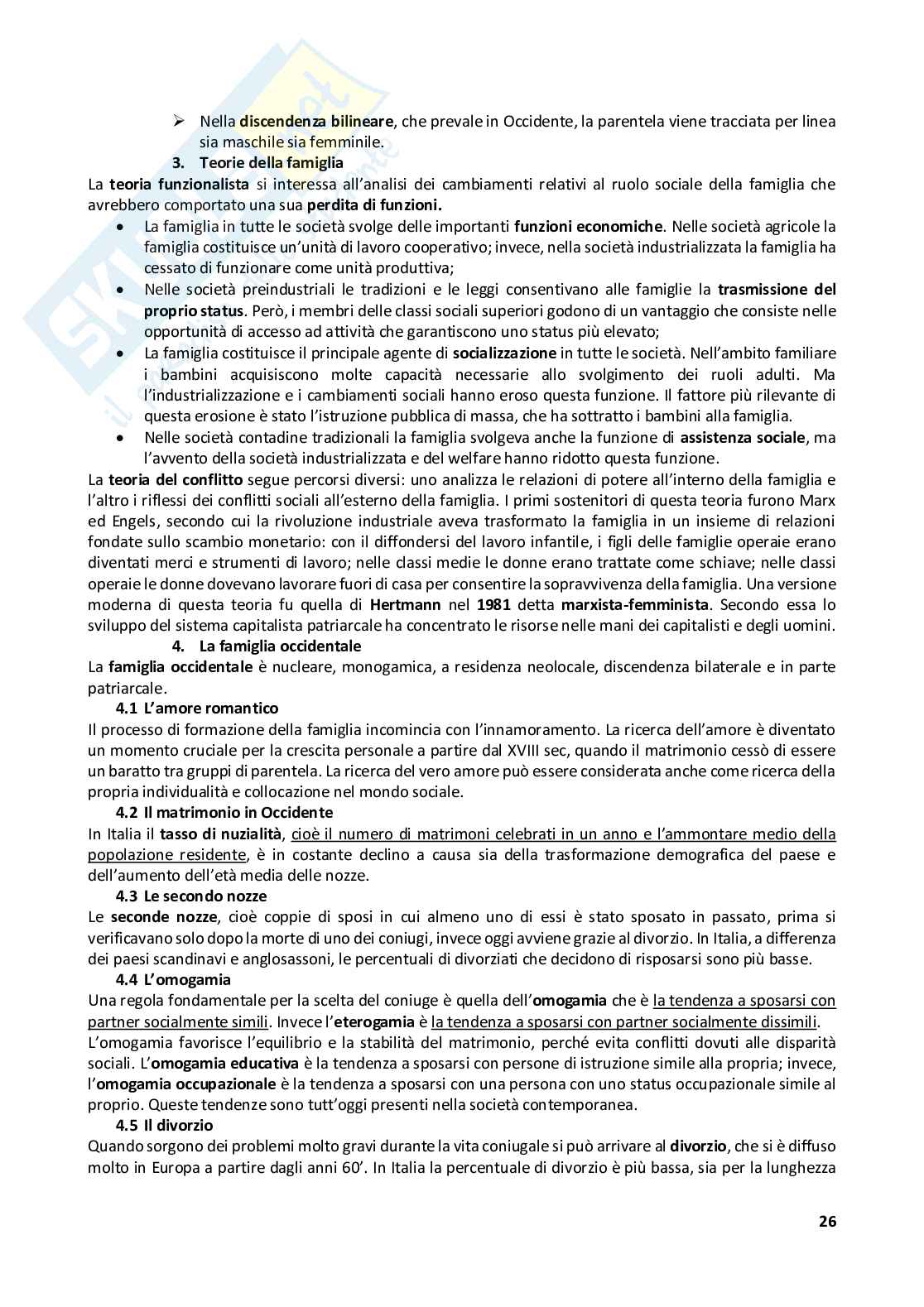 Riassunto esame Sociologia generale, Prof. Gamuzza Augusto Giuseppe, libro consigliato Manuale di sociologia , Smelser Pag. 26