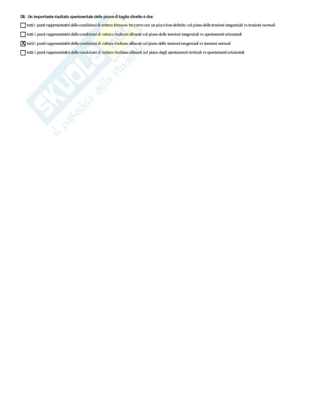 Risposte multiple paniere di Geotecnica e fondazione Pag. 51