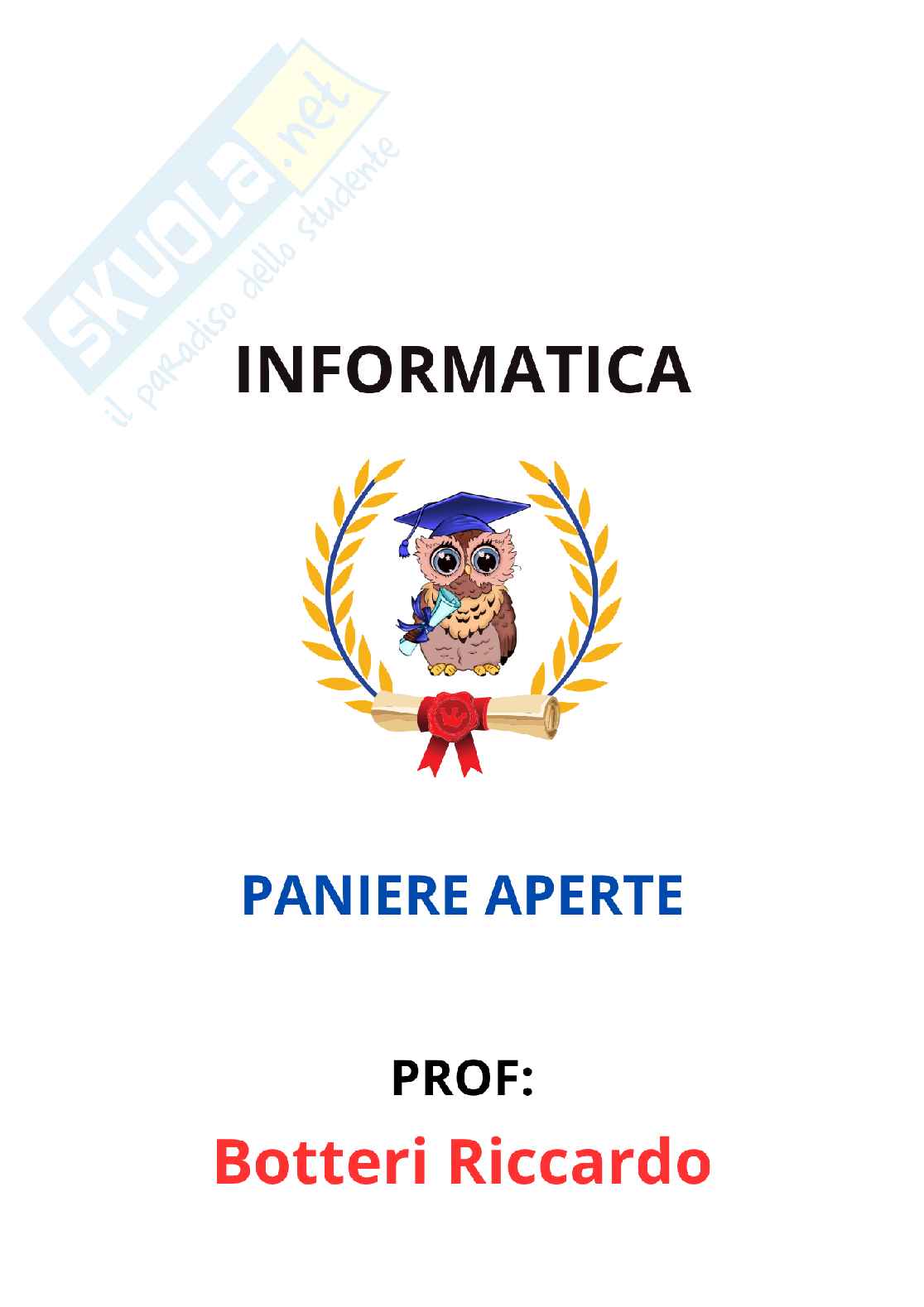 Paniere Informatica - Risposte aperte - aggiornato (2026) Pag. 1