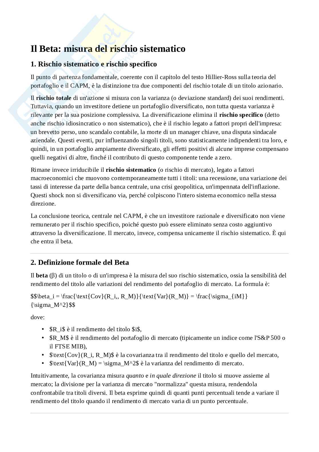 Gestione finanziaria delle imprese - Beta Pag. 1