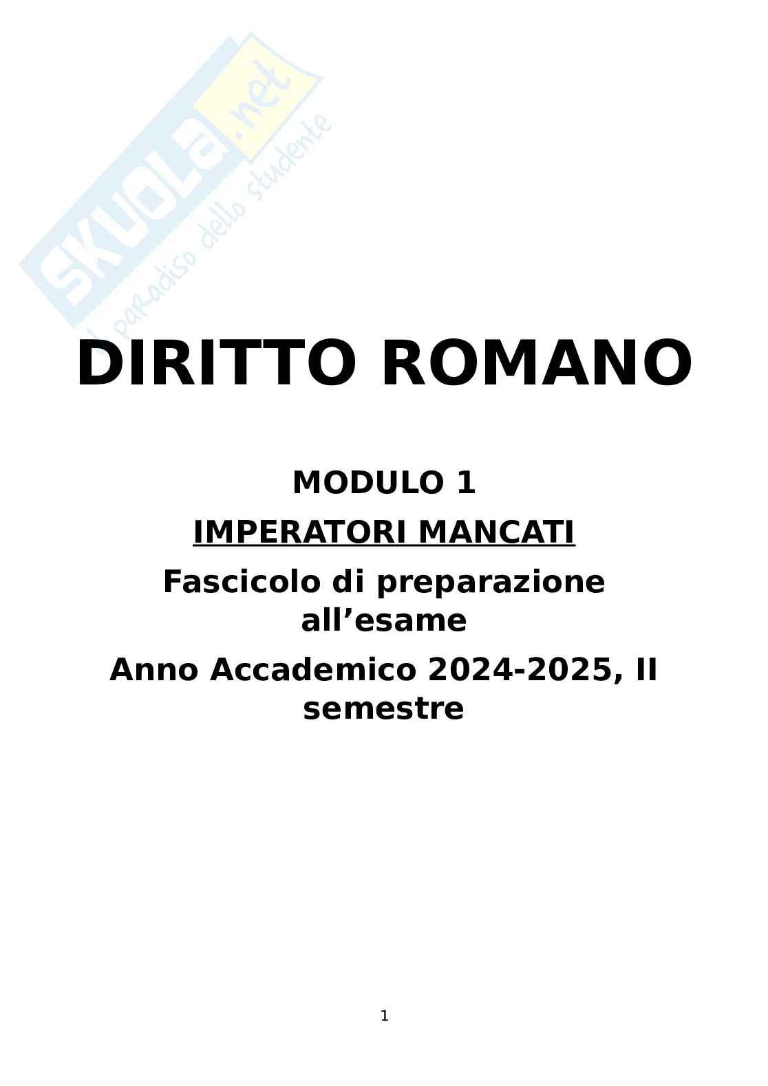 Riassunto esame Diritto romano, Prof. Buongiorno Pierangelo, libro consigliato Imperatori mancati, Buongiorno Pag. 1