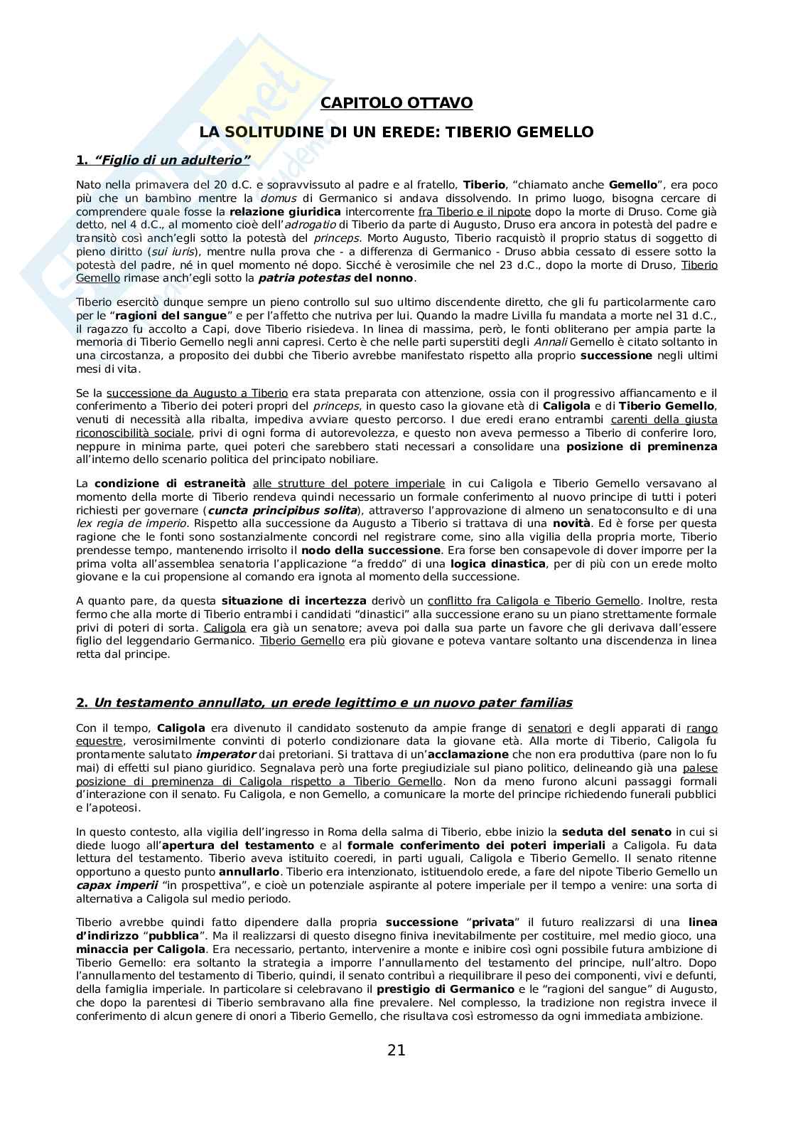 Riassunto esame Diritto romano, Prof. Buongiorno Pierangelo, libro consigliato Imperatori mancati, Buongiorno Pag. 21