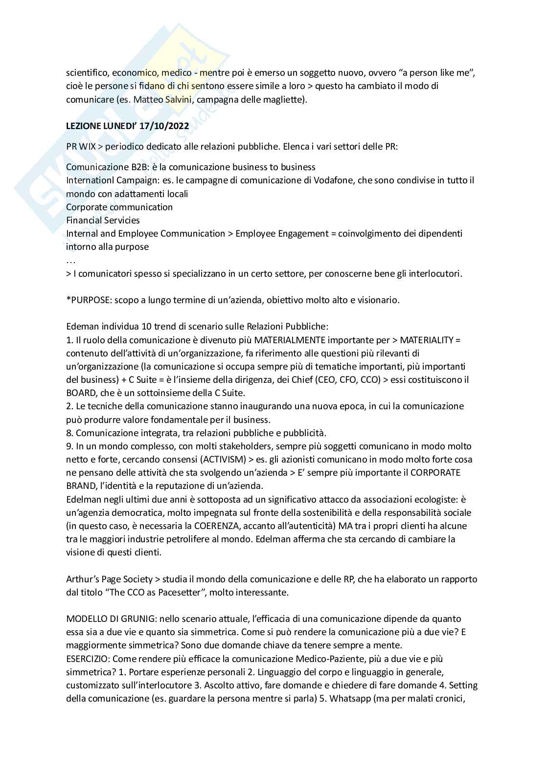 Riassunto esame Relazioni pubbliche, Prof. Azzoni Giampaolo, libro consigliato Appunti lezioni - Azzoni Giampaolo, Azzoni Pag. 6