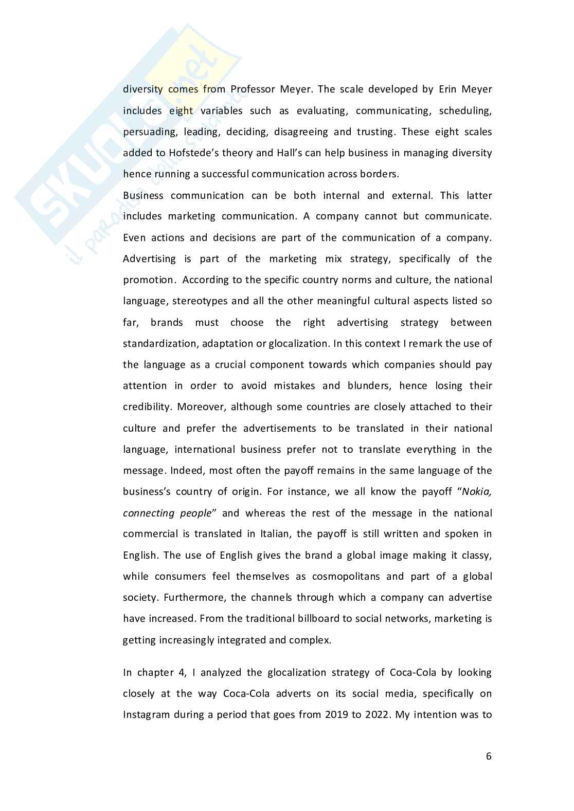 Tesi: Communicating across cultures: dis/similarities between American and Italian adverts of Coca Cola Pag. 6