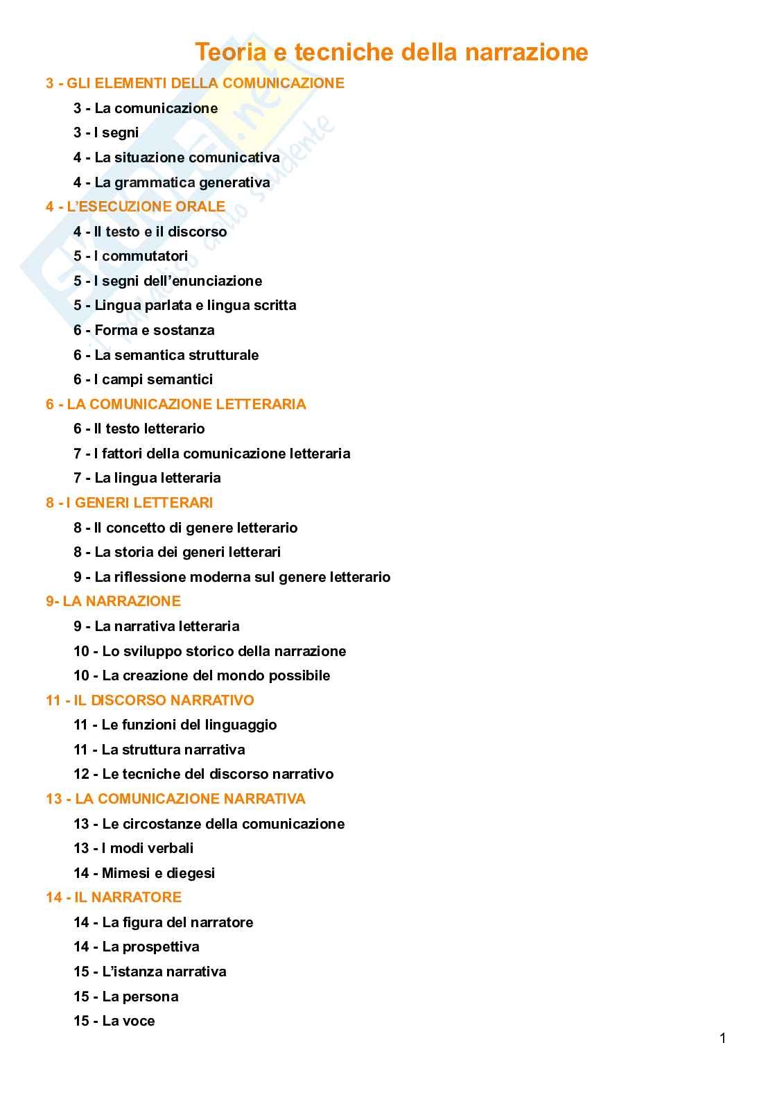 Riassunto esame Teoria e tecniche della narrazione, Prof. Colella Massimo, libro consigliato Teorie della narrazione, Ferraro Pag. 1