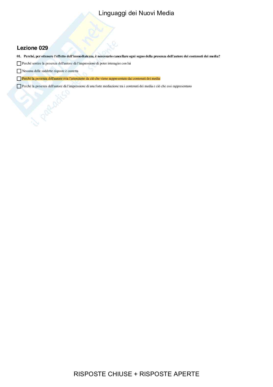 Linguaggi dei Nuovi Media - Paniere compilato Pag. 11