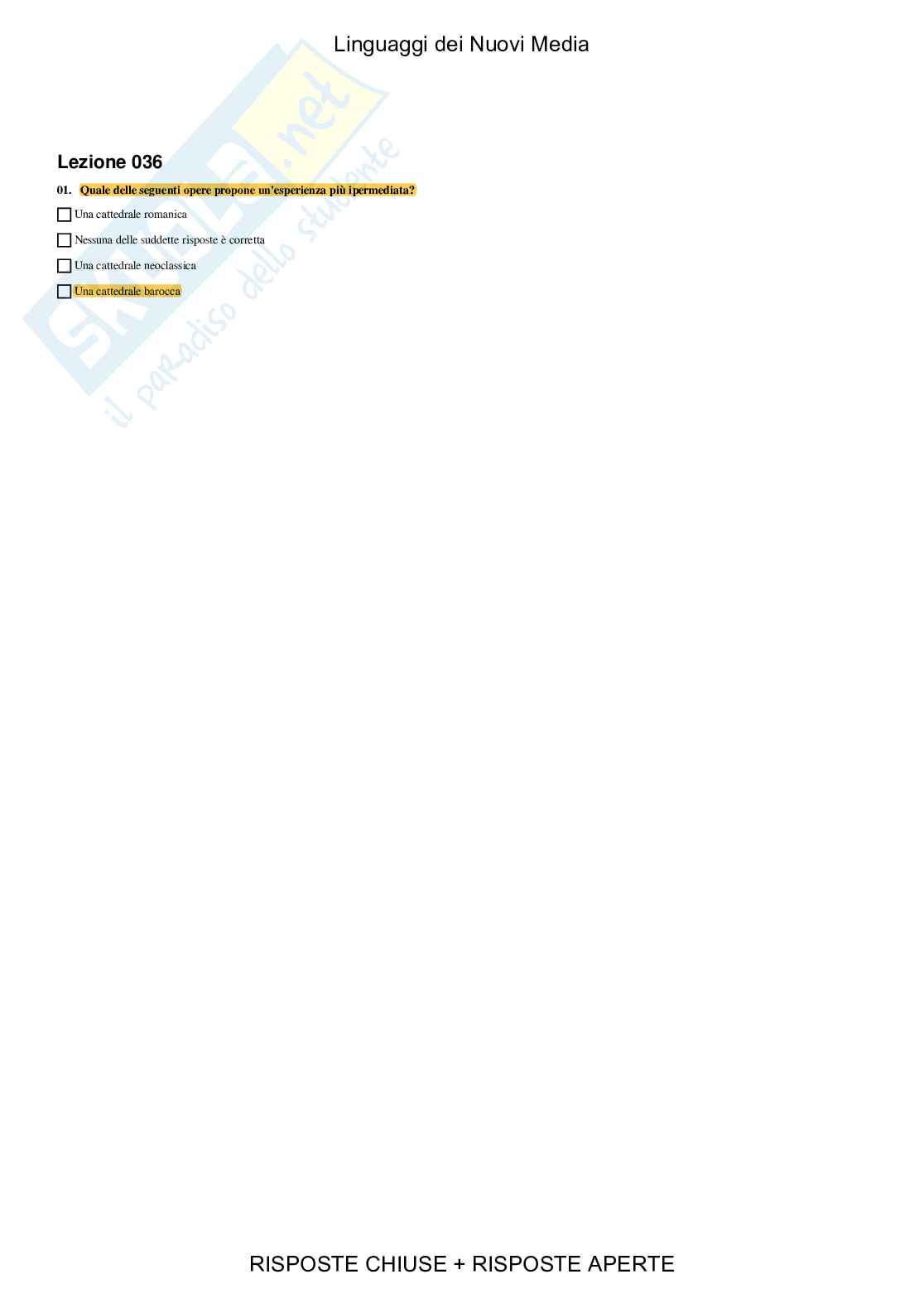 Linguaggi dei Nuovi Media - Paniere compilato Pag. 16