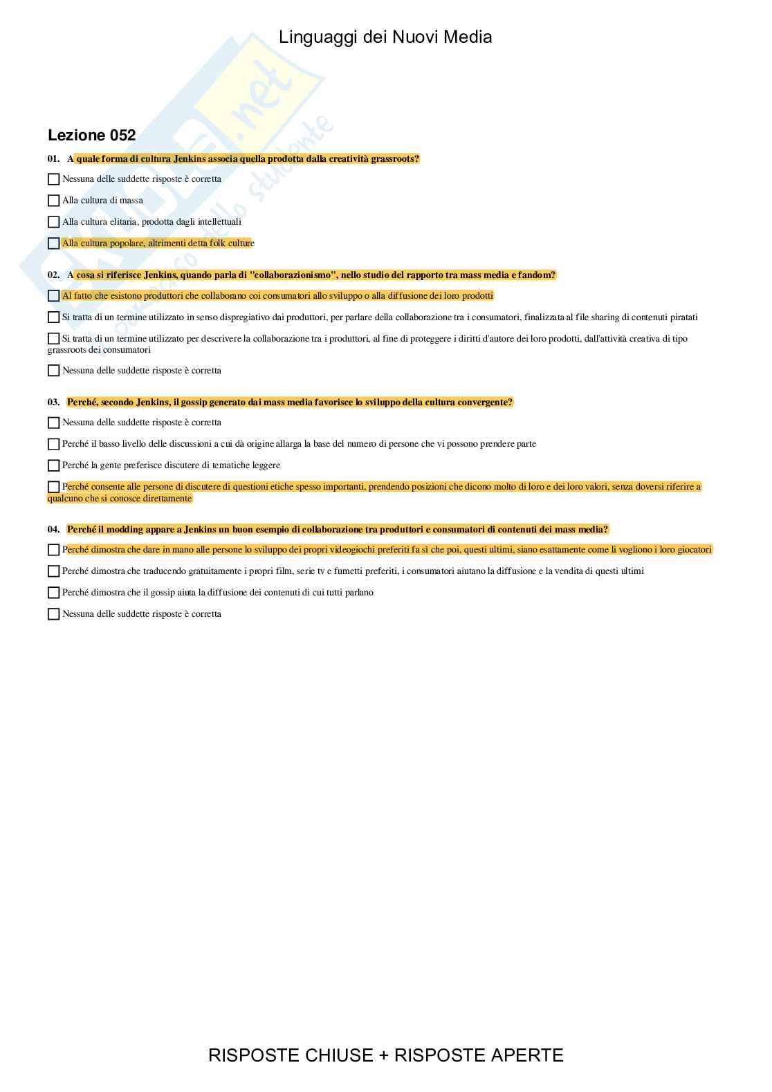 Linguaggi dei Nuovi Media - Paniere compilato Pag. 26