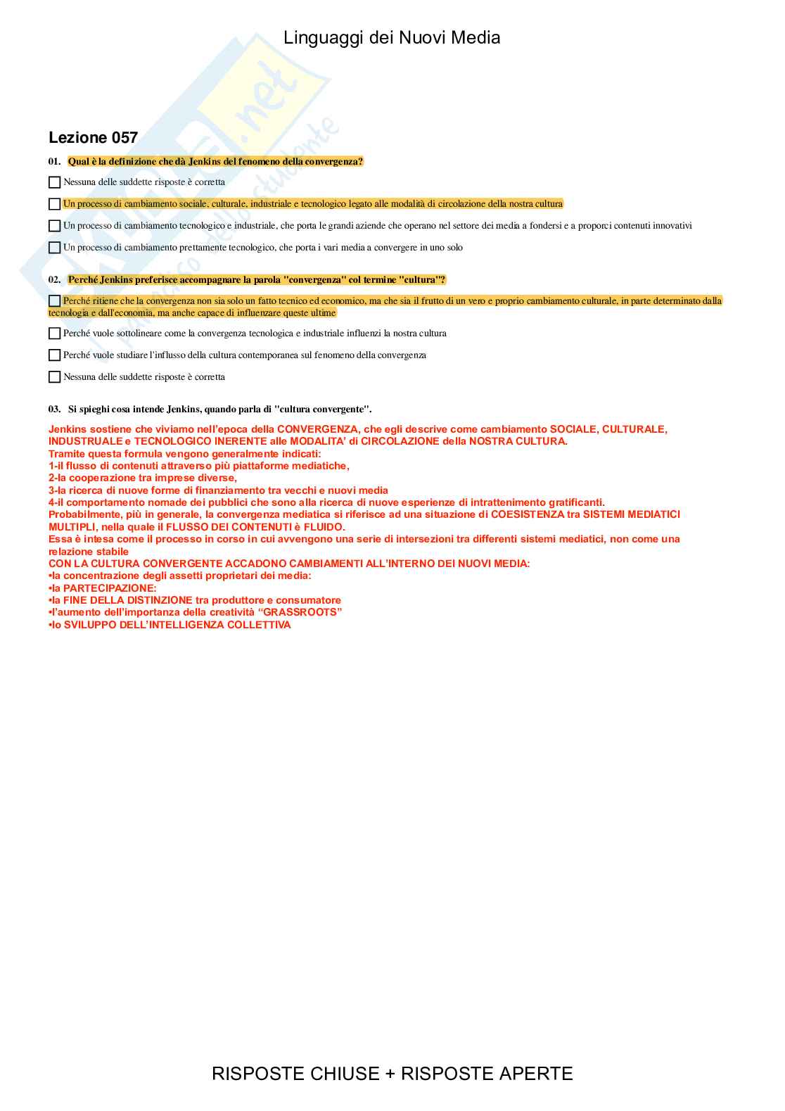 Linguaggi dei Nuovi Media - Paniere compilato Pag. 31