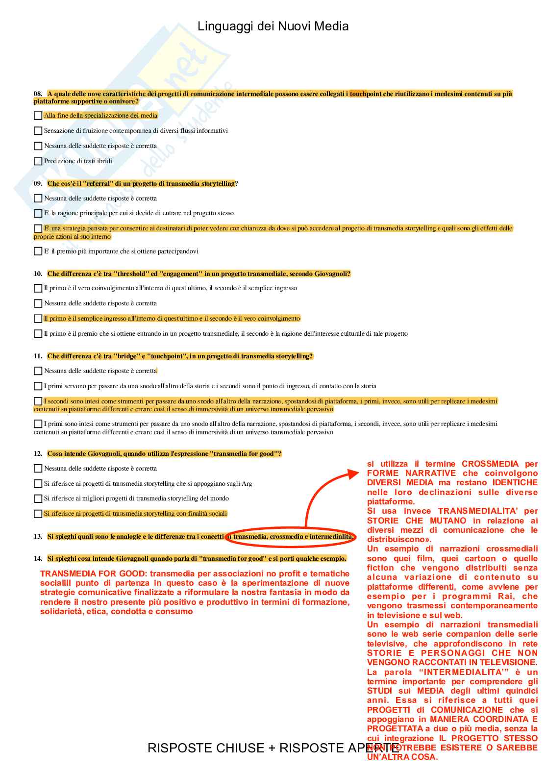 Linguaggi dei Nuovi Media - Paniere compilato Pag. 36