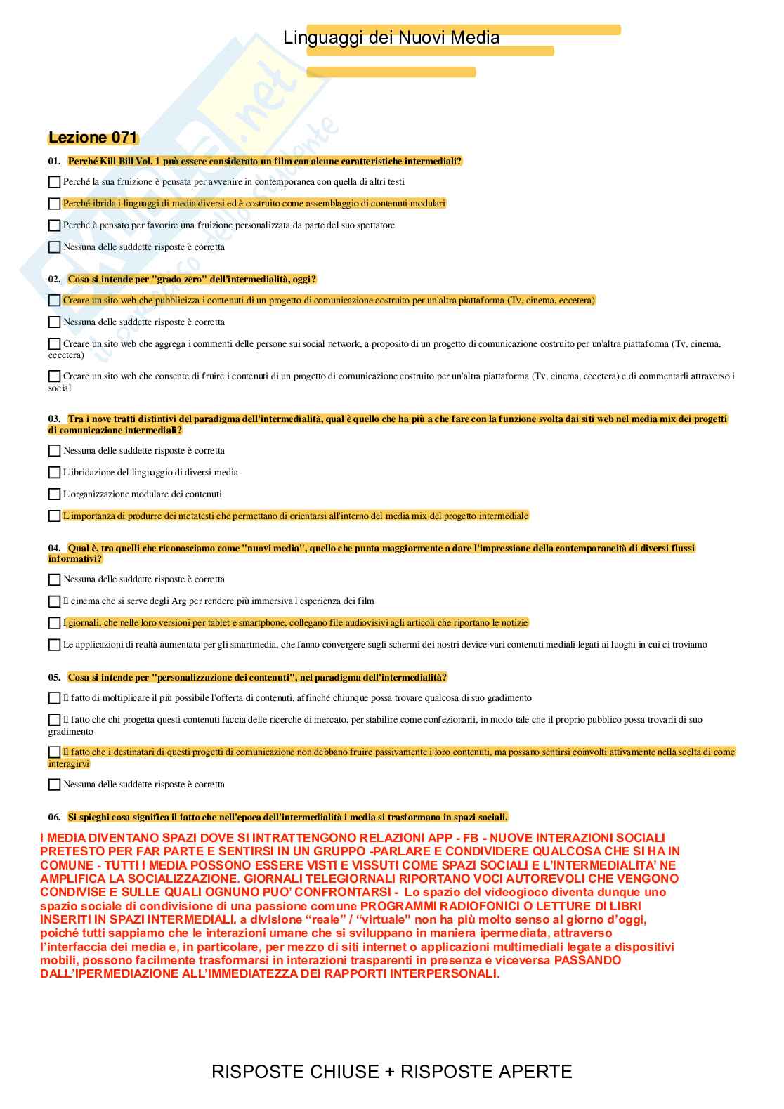 Linguaggi dei Nuovi Media - Paniere compilato Pag. 41