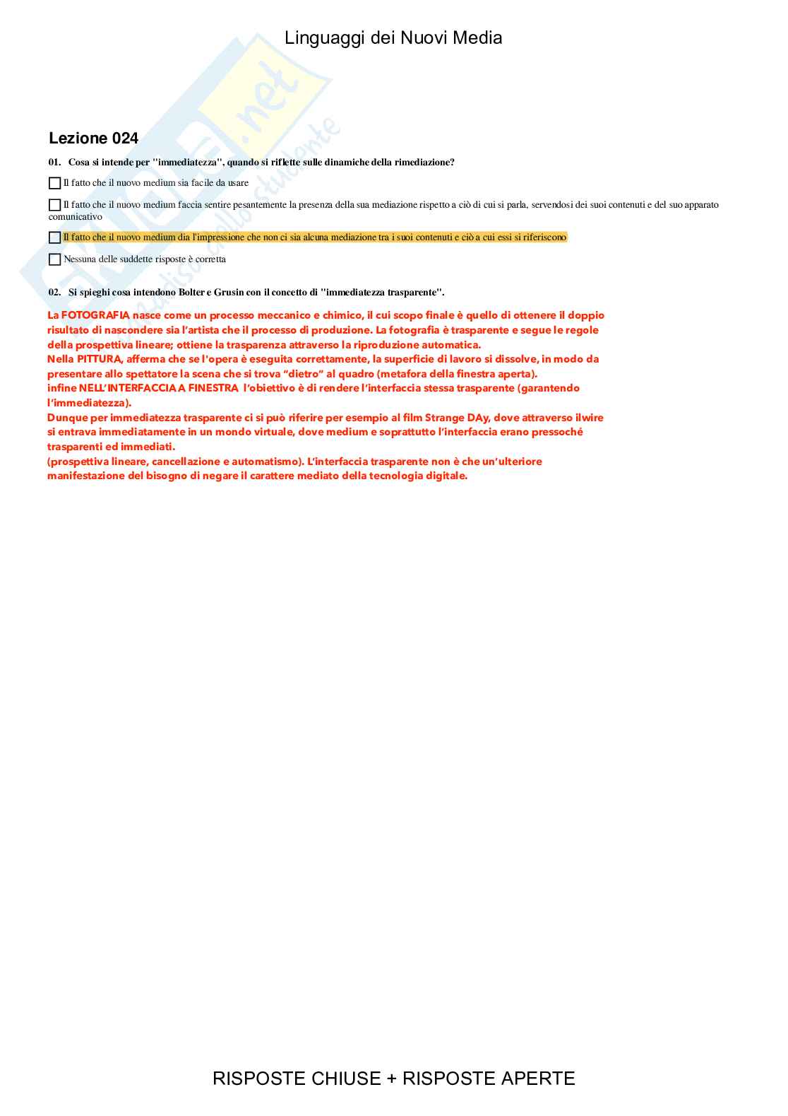 Linguaggi dei Nuovi Media - Paniere compilato Pag. 6