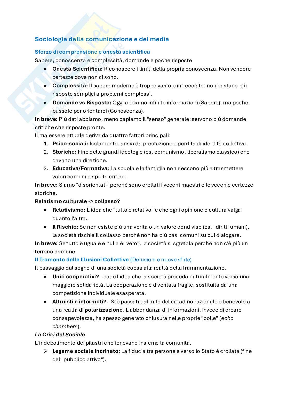 Sociologia dei media  Pag. 1