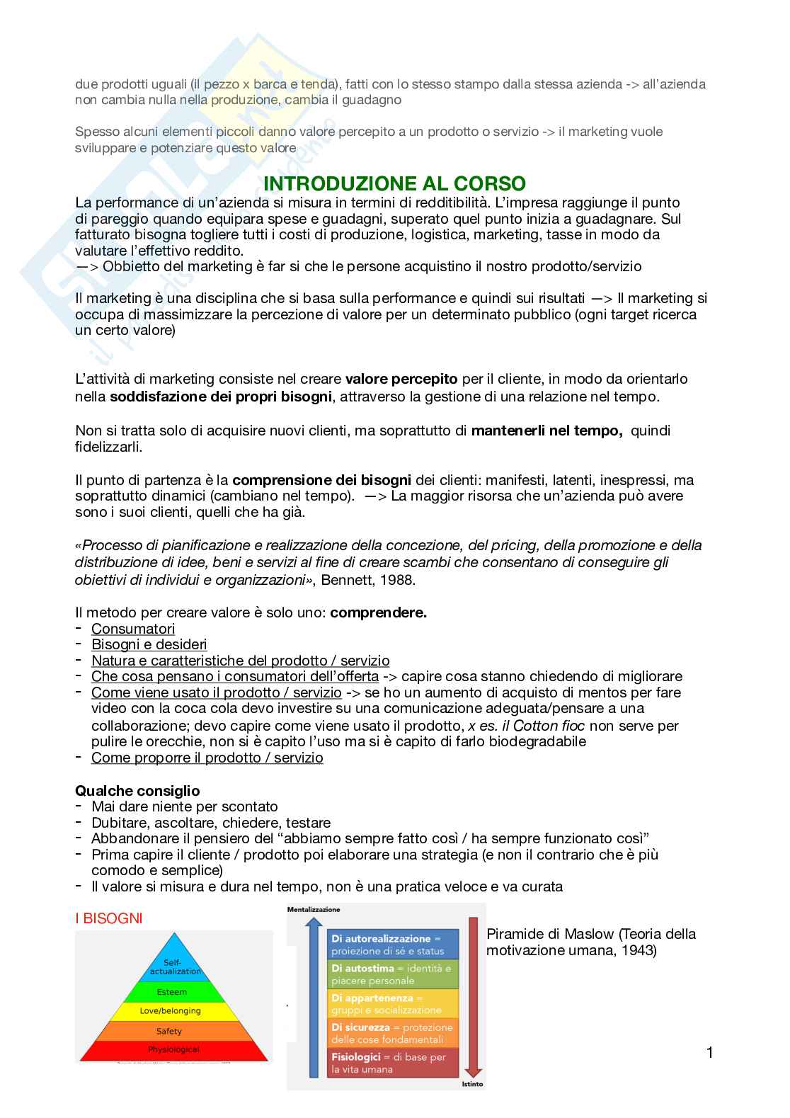 Appunti per l'esame di Fondamenti di marketing  Pag. 1