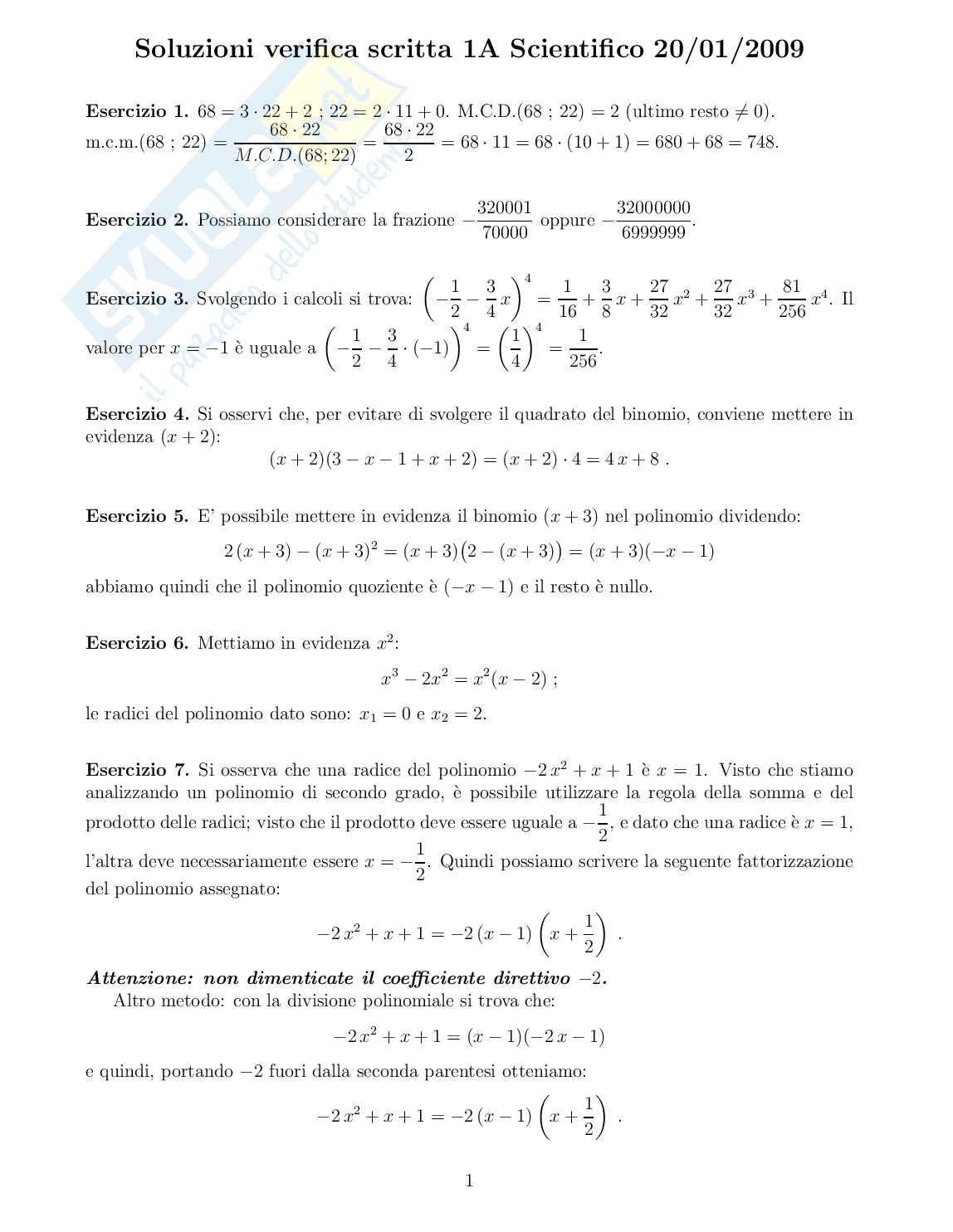 Verifica scritta, classe I, gennaio 2009, Pag. 2