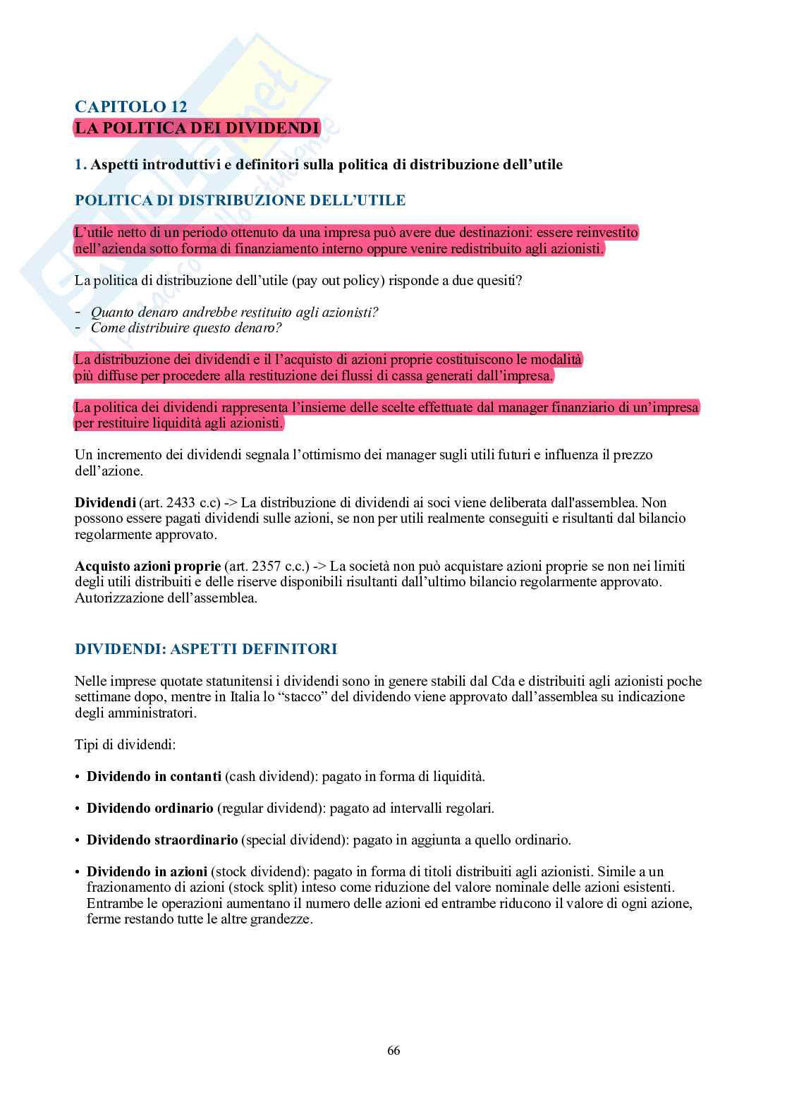 Finanza aziendale – Parte 1 – Teoria completa in 12 capitoli Pag. 66