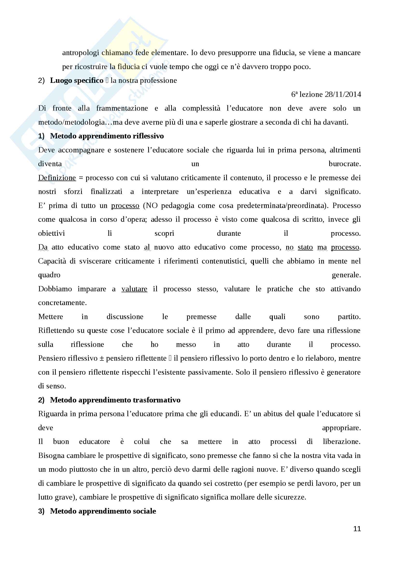 Pedagogia sociale e di comunità II Pag. 11