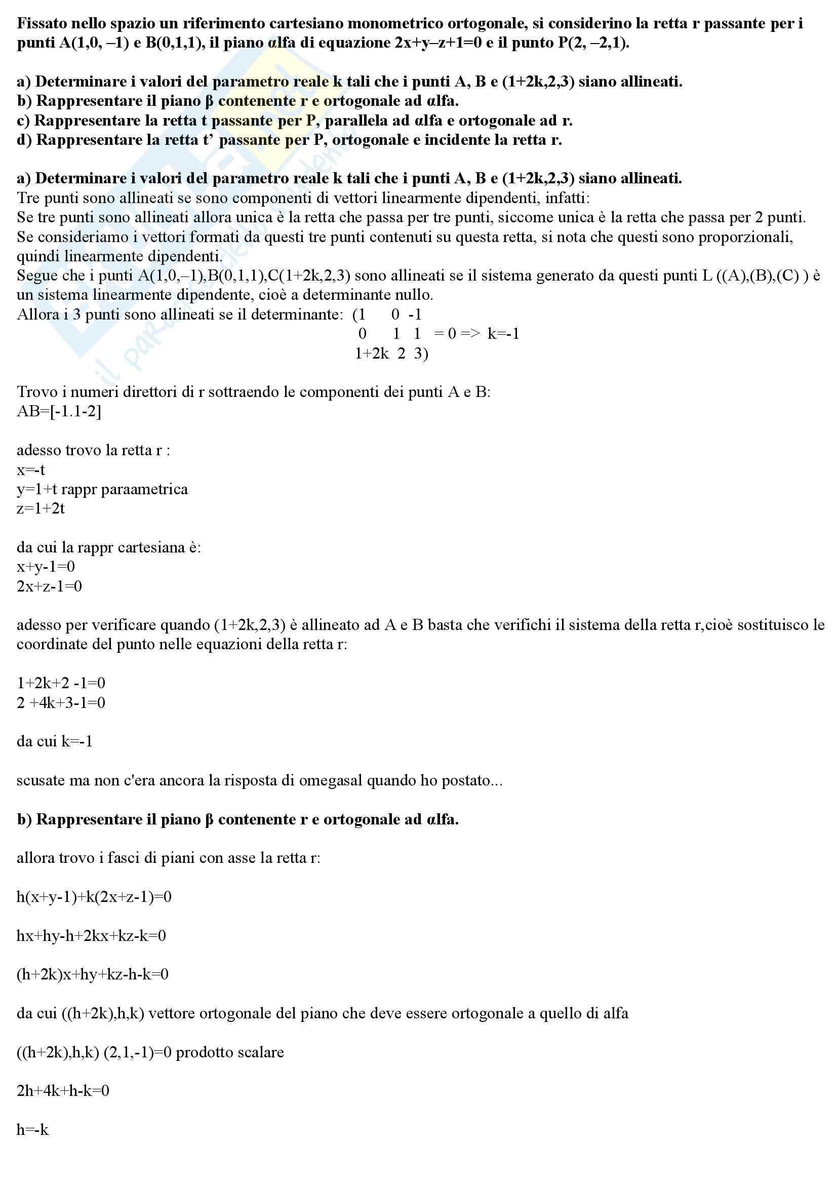 Geometria e Algebra - esercizi svolti Pag. 1