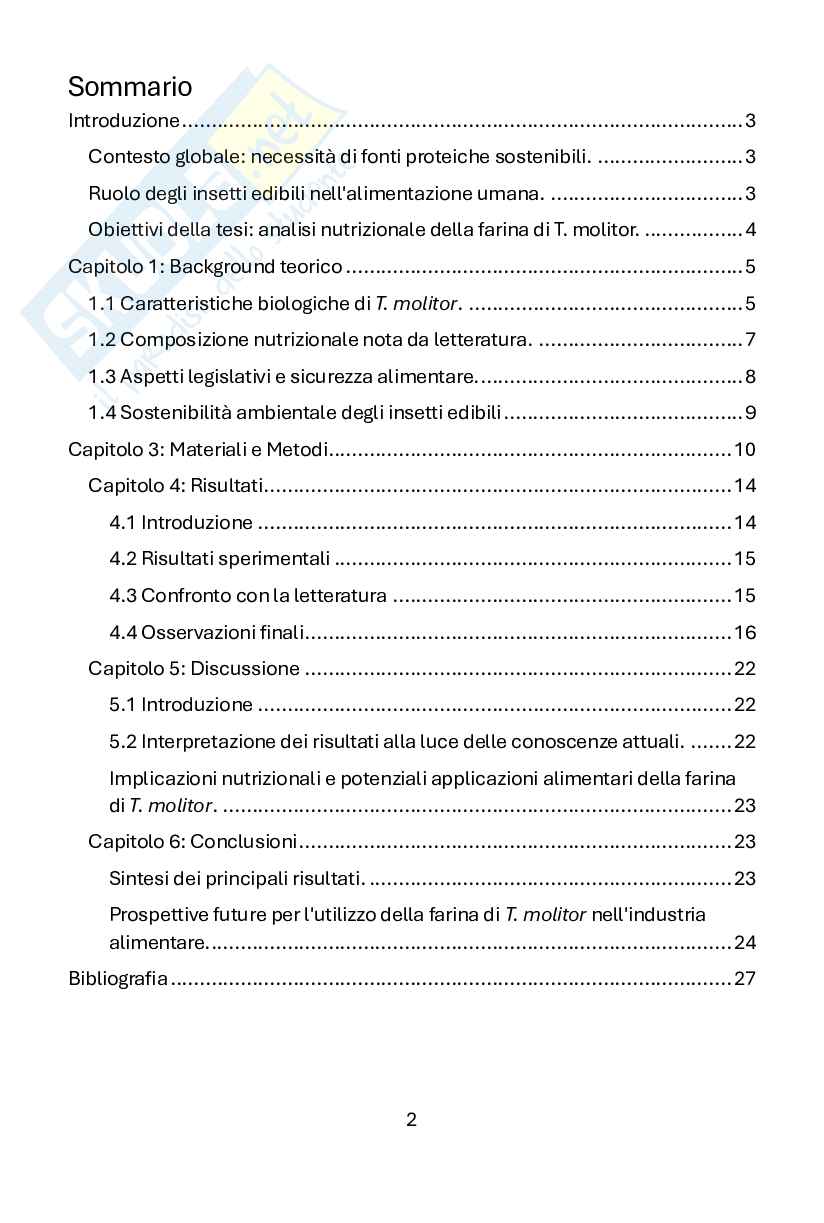 Sviluppo di un integratore proteico eco-innovativo a base di Tenebrio molitor Pag. 2