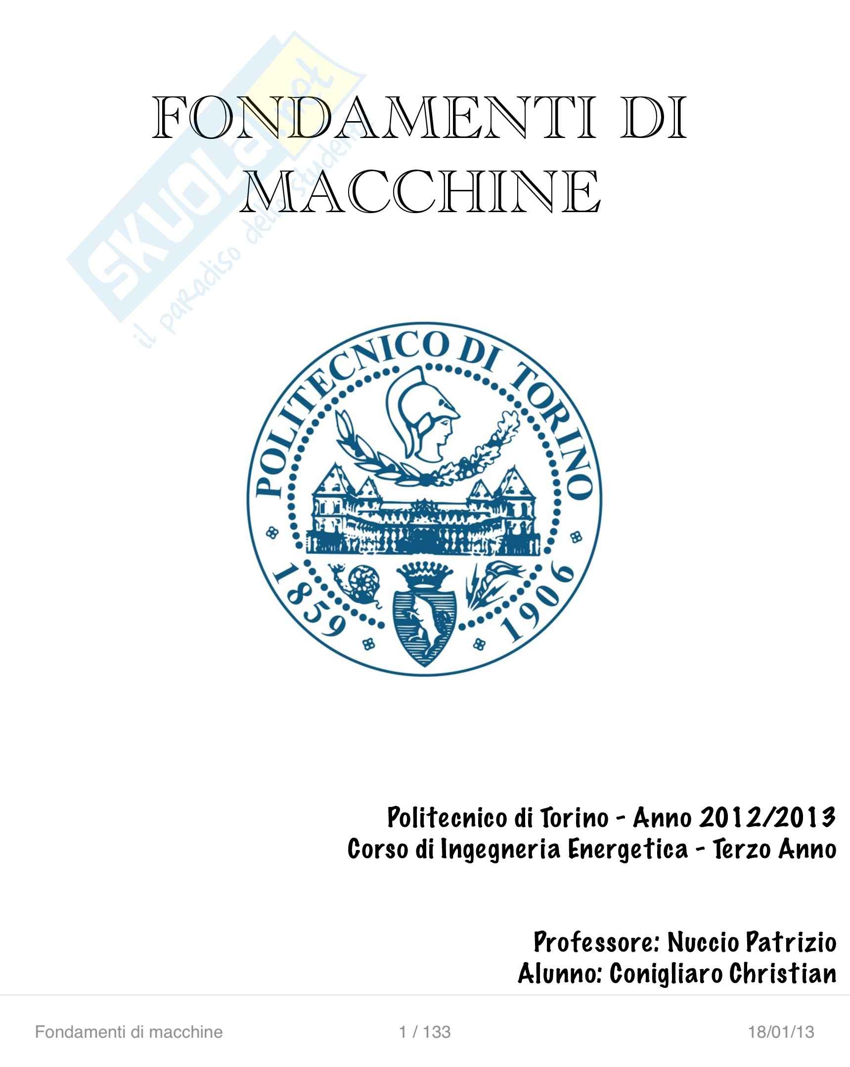 Lezioni ed esercitazioni: Appunti di Fondamenti macchine Pag. 1