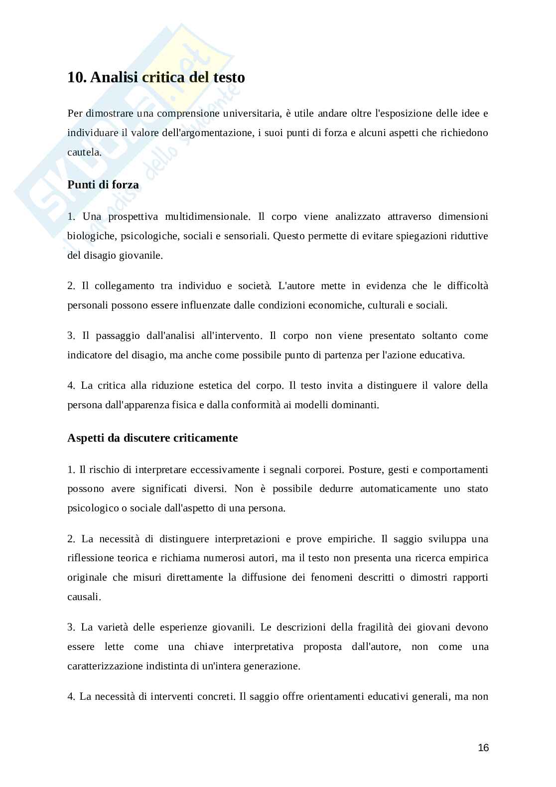 Corpo come vettore semantico del disagio giovanile Pag. 16