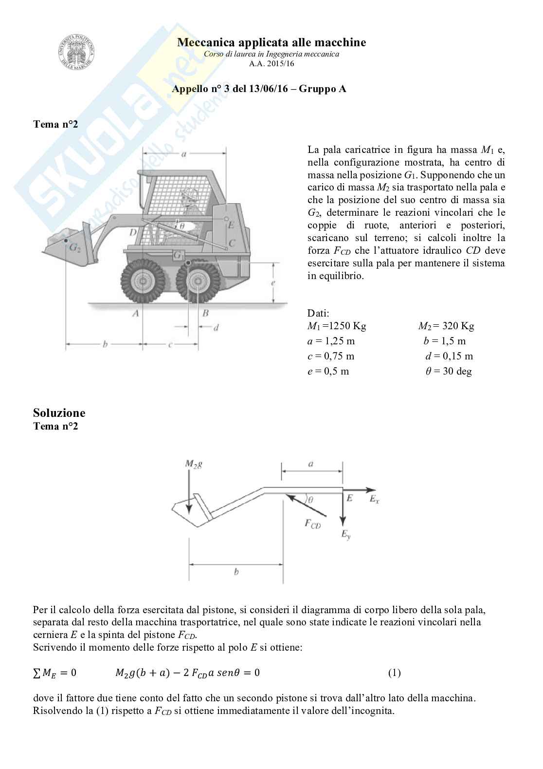 Esercizi svolti di Cinematica e statica - primo parziale Pag. 21