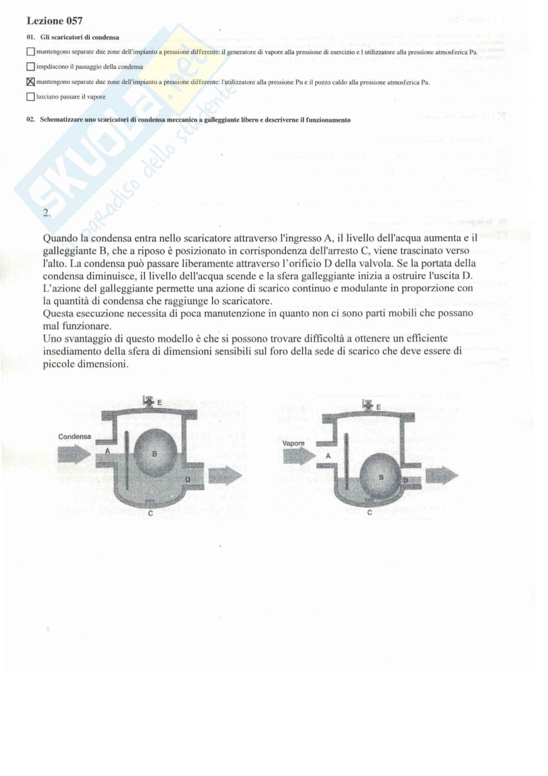 Risposte multiple e aperte Paniere di impianti meccanici Pag. 66