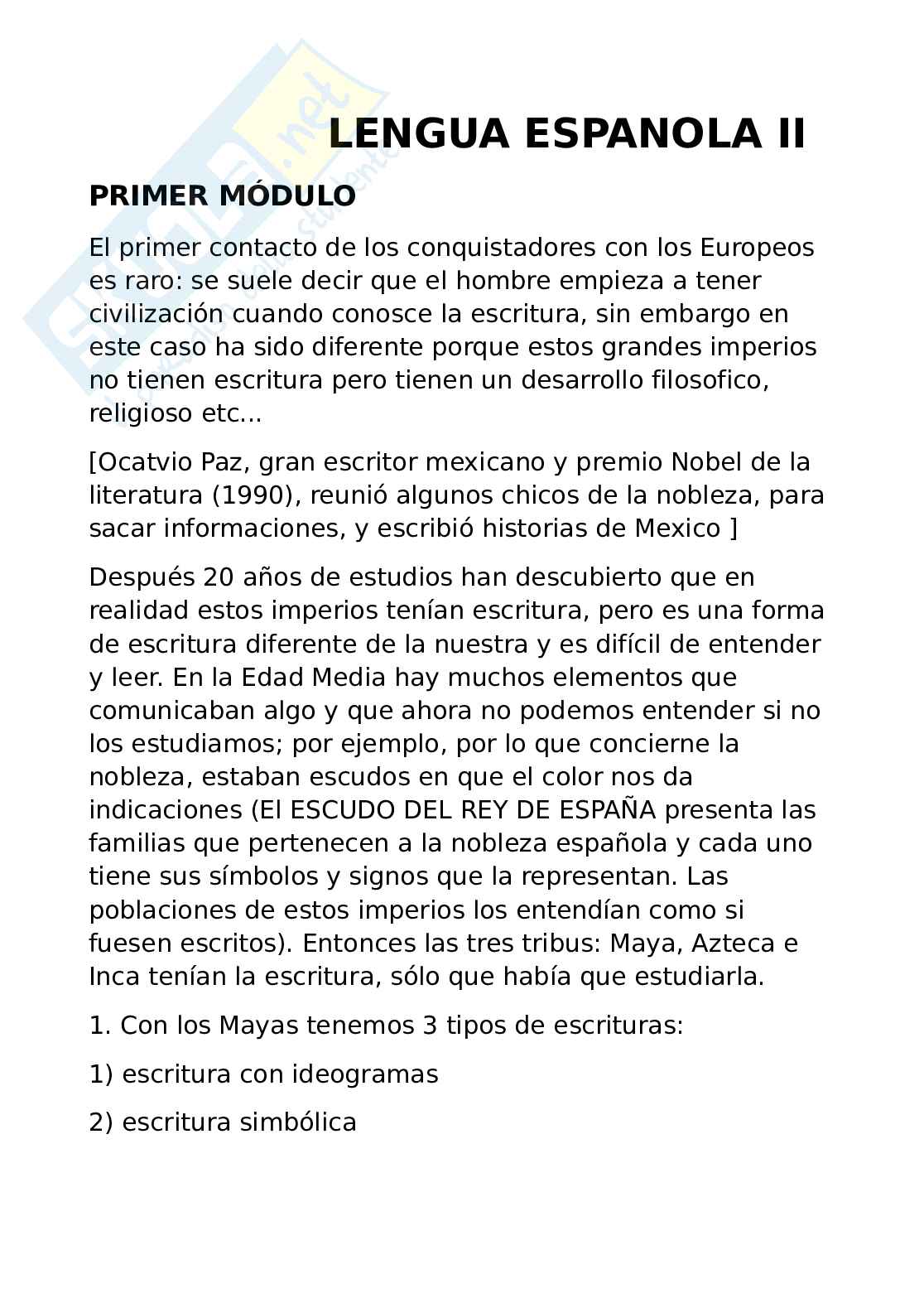 Appunti Lingua spagnola II Pag. 1