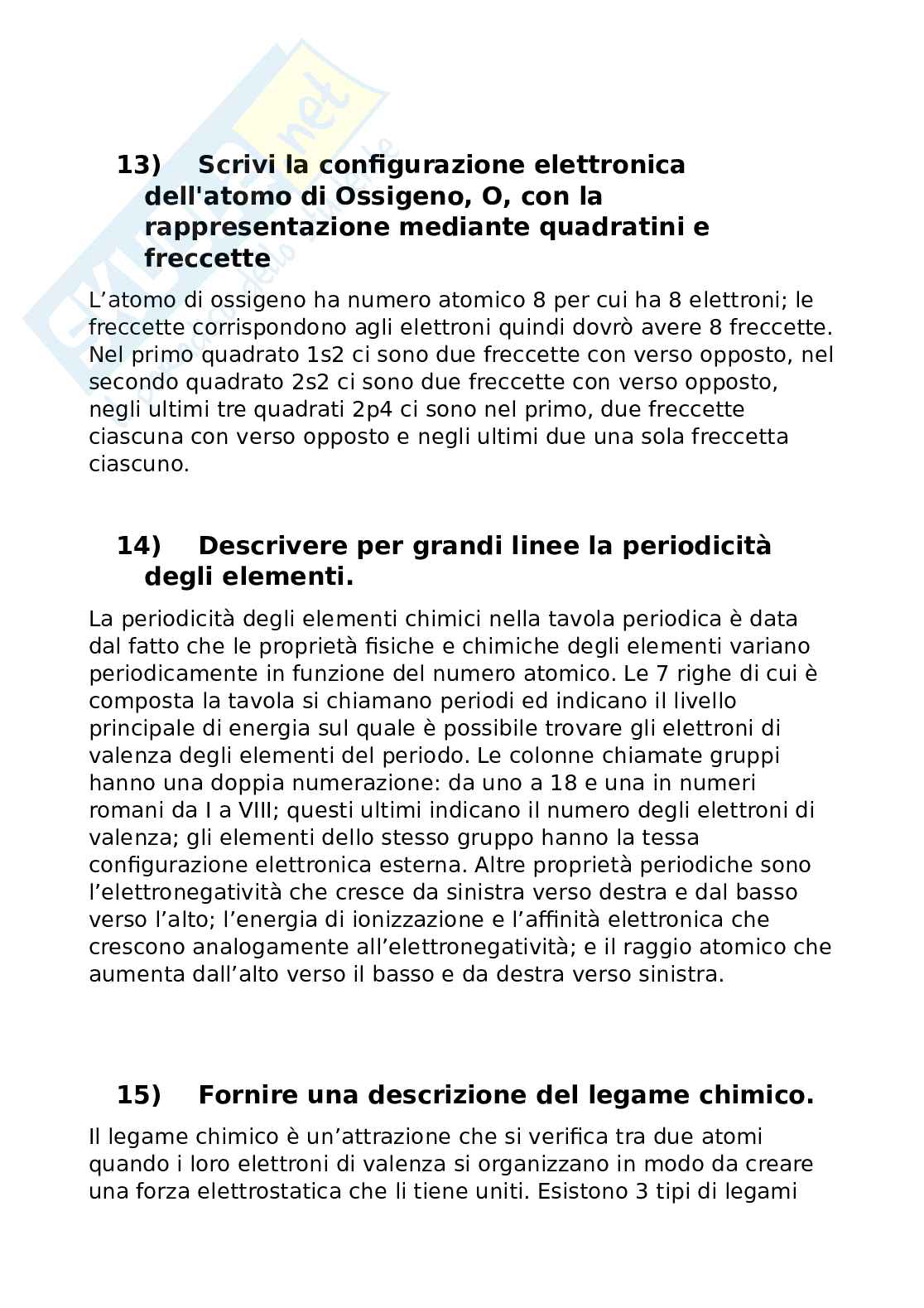 Domande aperte del Paniere di Chimica generale e organica - modulo 1 Pag. 6