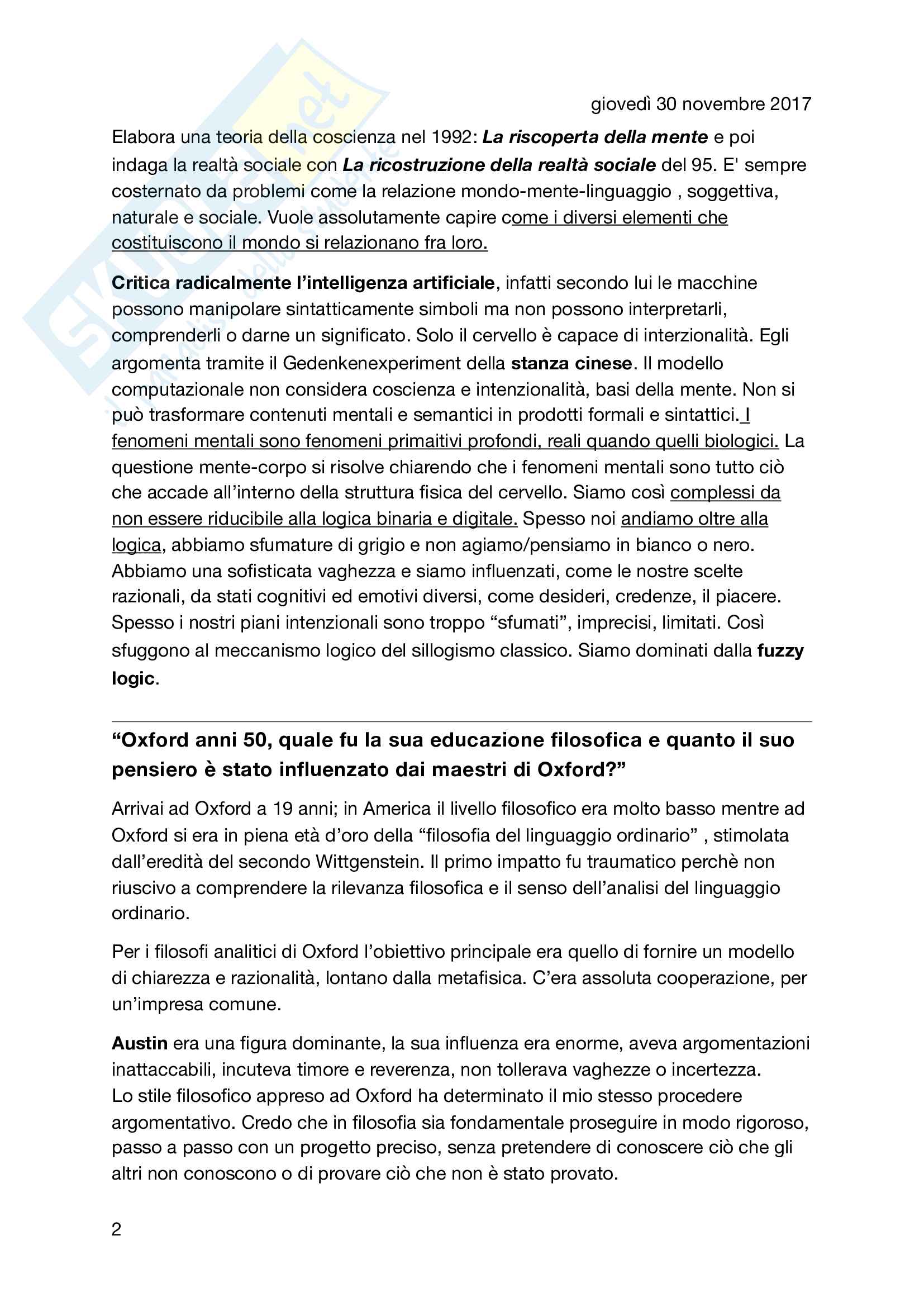 Spiegazione chiara e completa su Searle Pag. 2