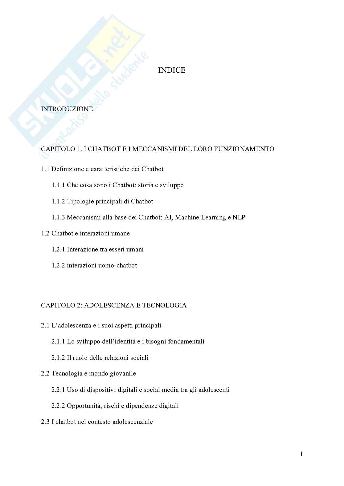 Chatbot e Adolescenza Pag. 1