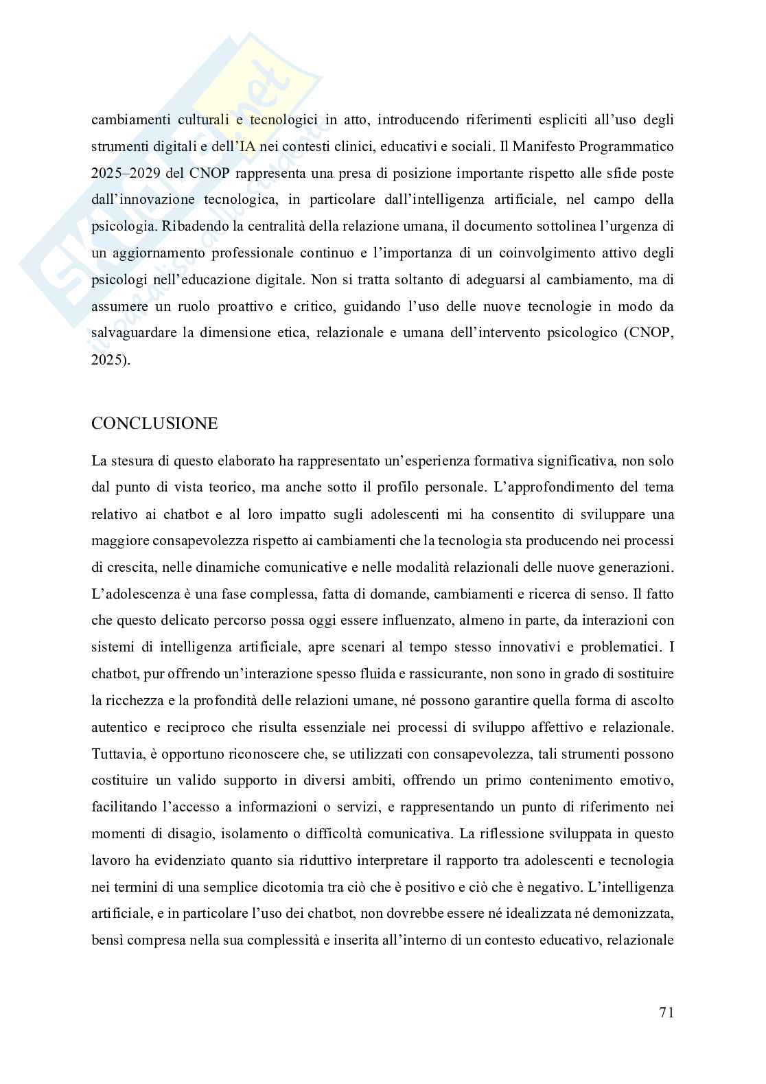 Chatbot e Adolescenza Pag. 71