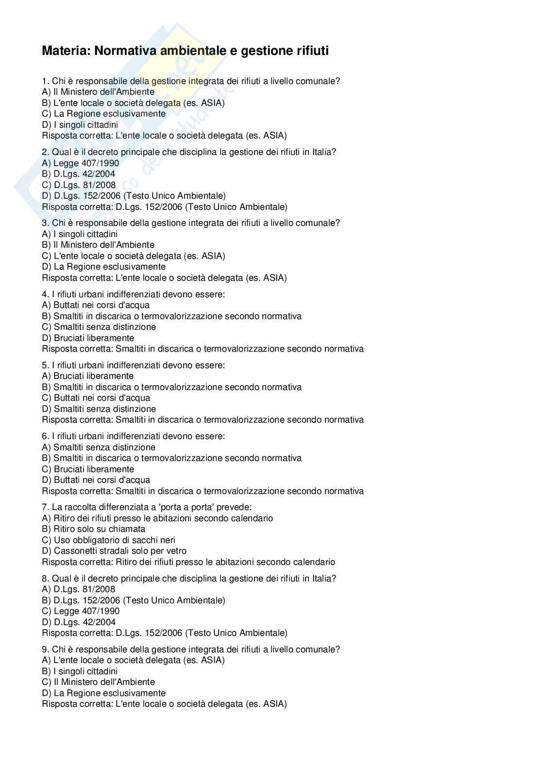Paniere domande - Asia Napoli (concorsi e assunzioni) concorso pubblico Pag. 2