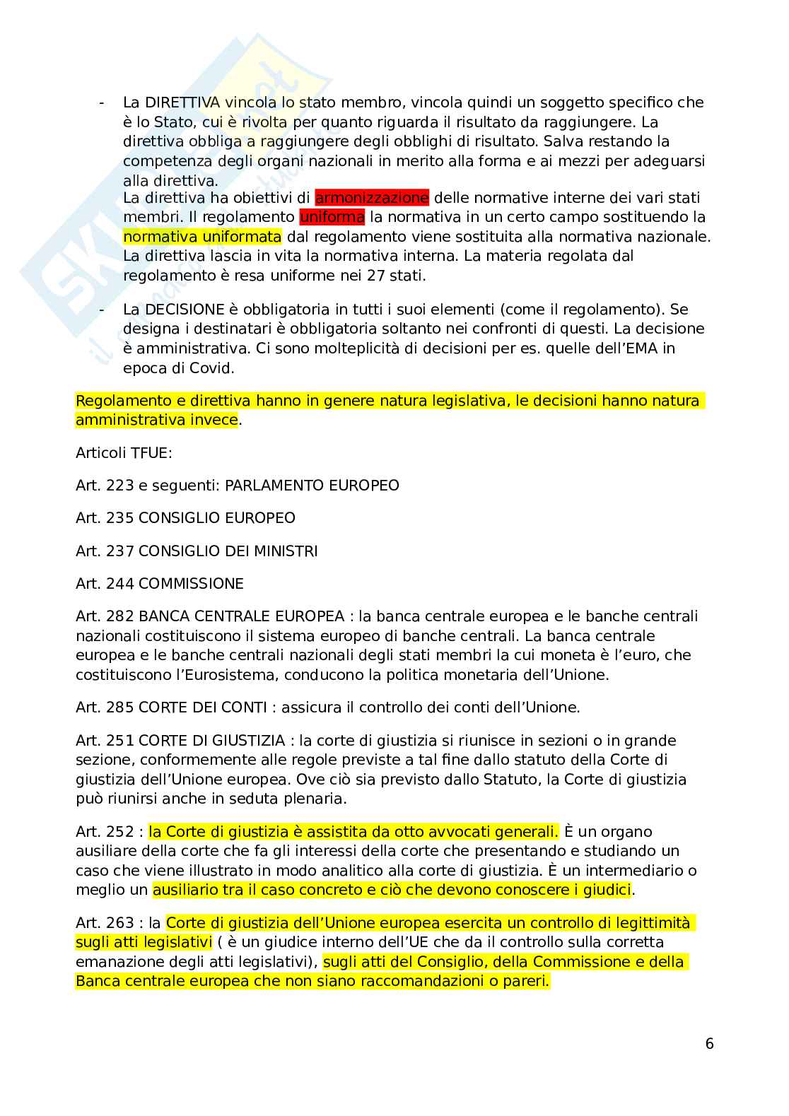 Diritto dell'Unione Europea Pag. 6