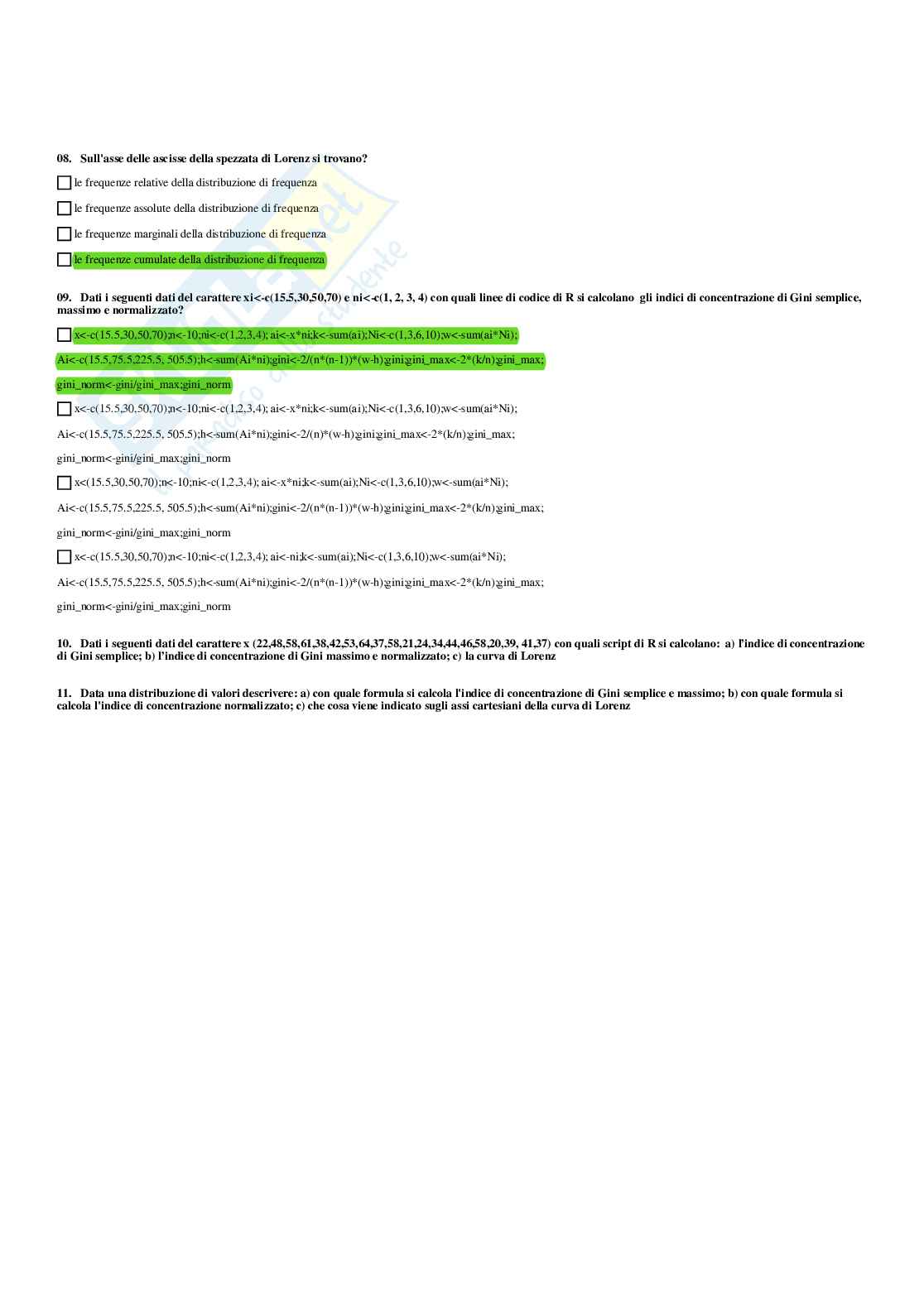 Paniere Statistica - Risposte multiple - aggiornato (2025) Pag. 31