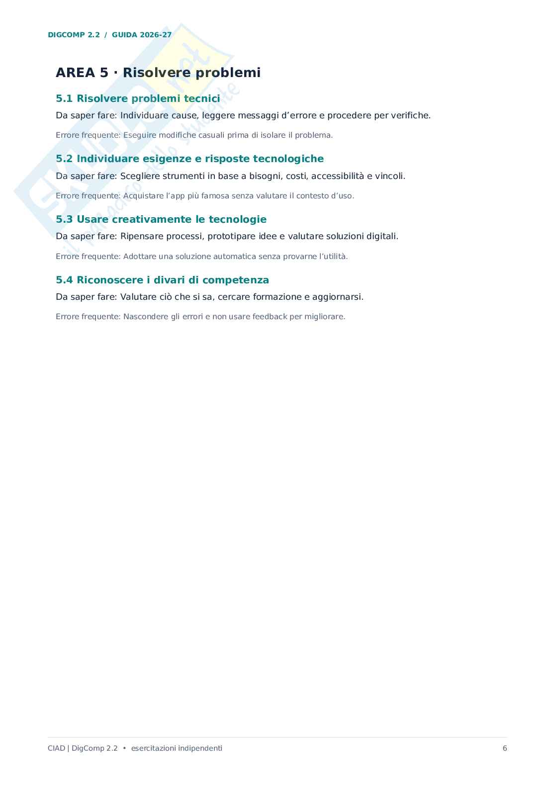 Domande e risposte CIAD DIGCOMP 2.2 - 2026/27. Manuale pratico per la preparazione alla CIAD Pag. 6