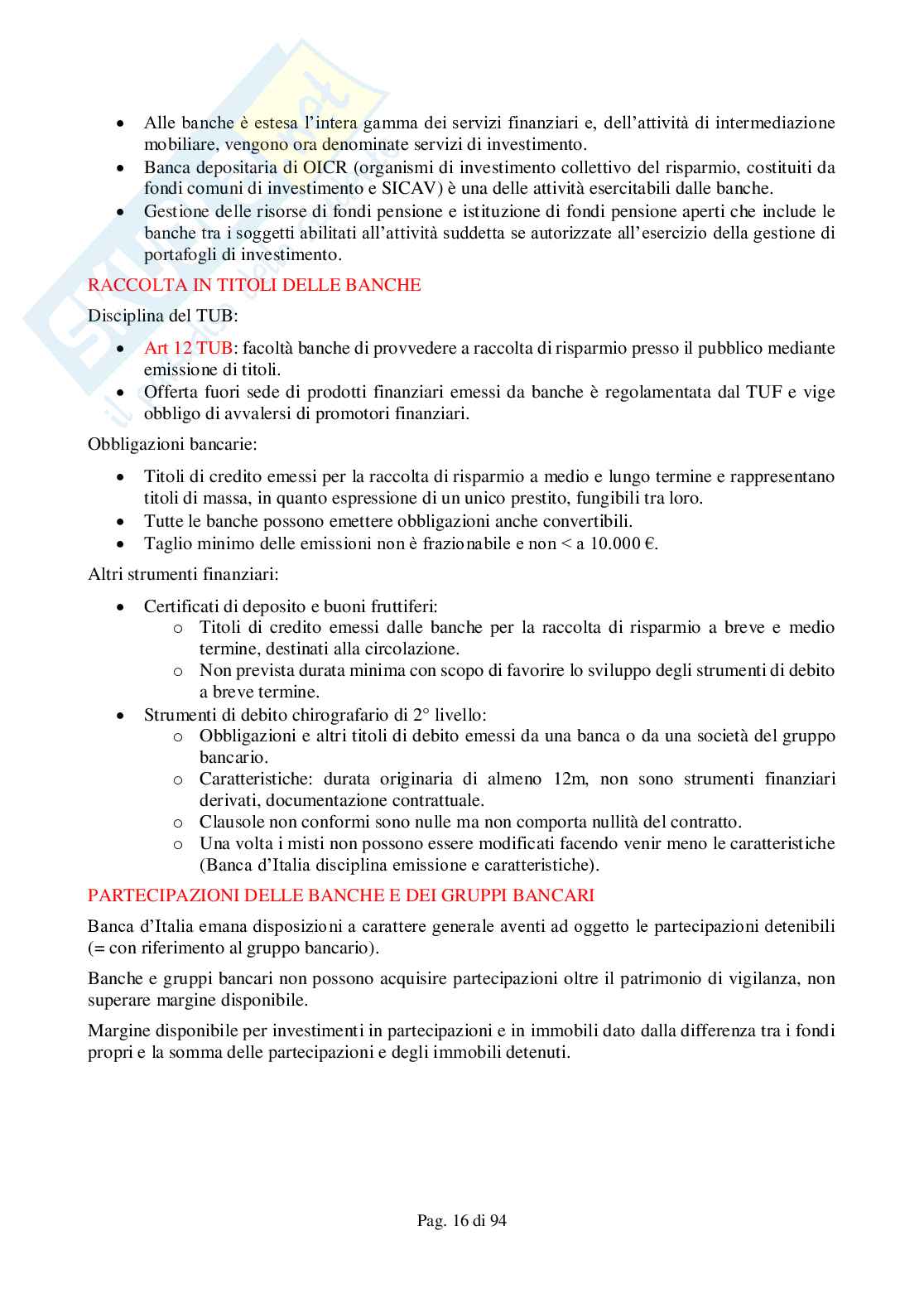 Riassunto esame Diritto bancario, Prof. Gaslini Michele, libro consigliato Compendio di diritto bancario, Simone Pag. 16