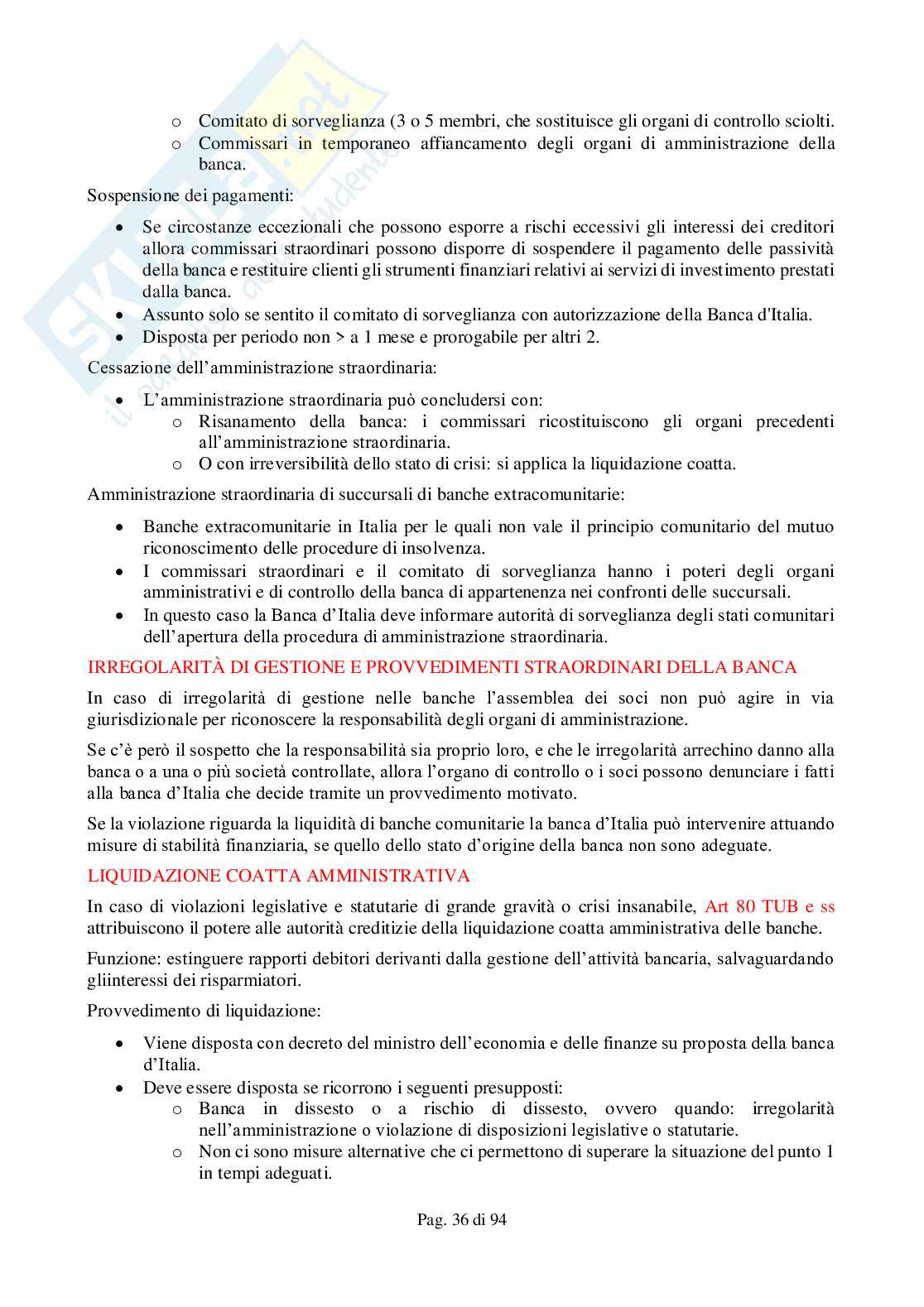 Riassunto esame Diritto bancario, Prof. Gaslini Michele, libro consigliato Compendio di diritto bancario, Simone Pag. 36