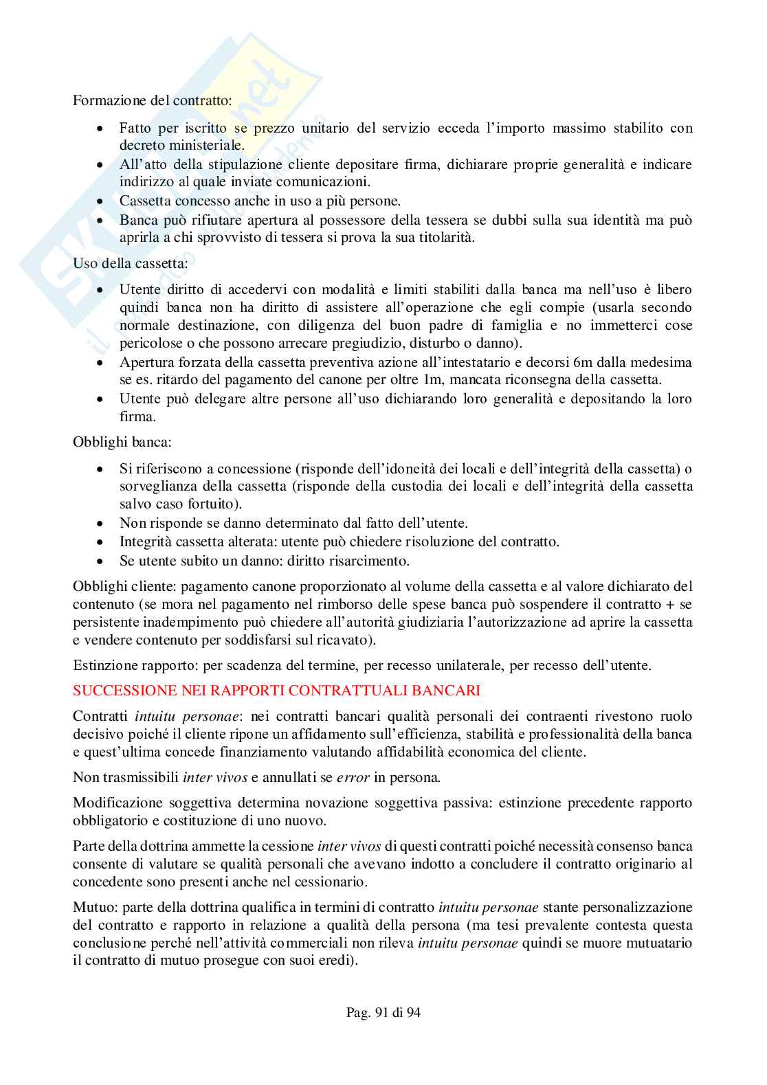 Riassunto esame Diritto bancario, Prof. Gaslini Michele, libro consigliato Compendio di diritto bancario, Simone Pag. 91