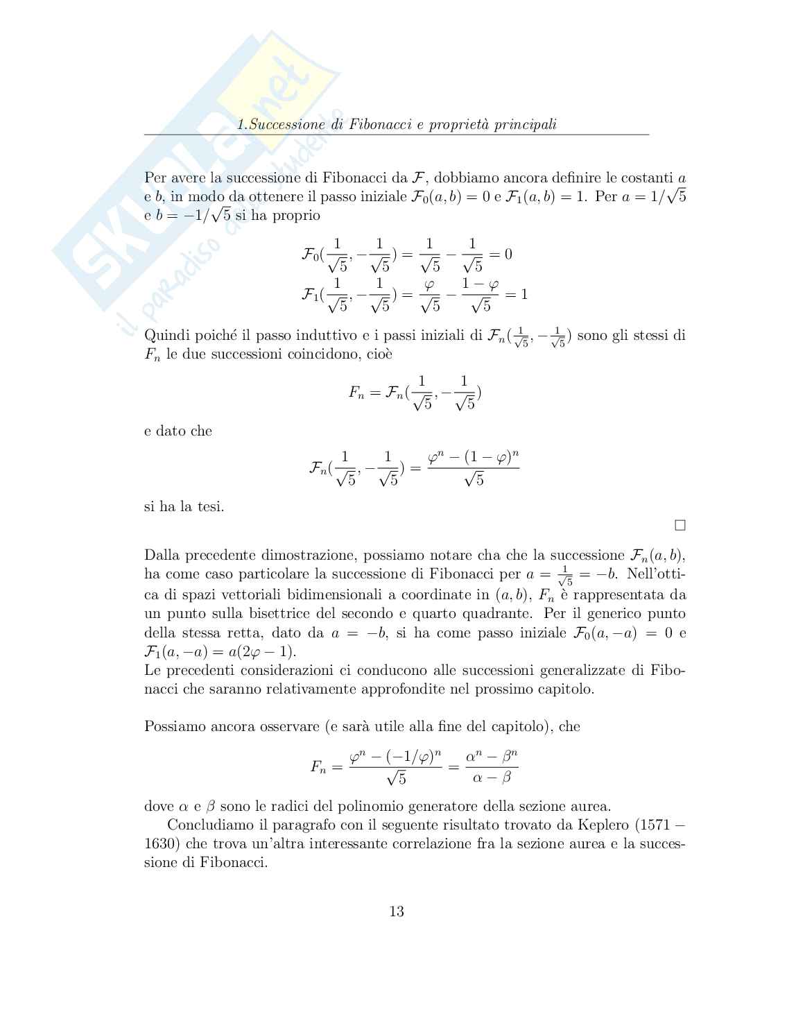 Successioni di Fibonacci generalizzate, con implementazione in Sage Pag. 16