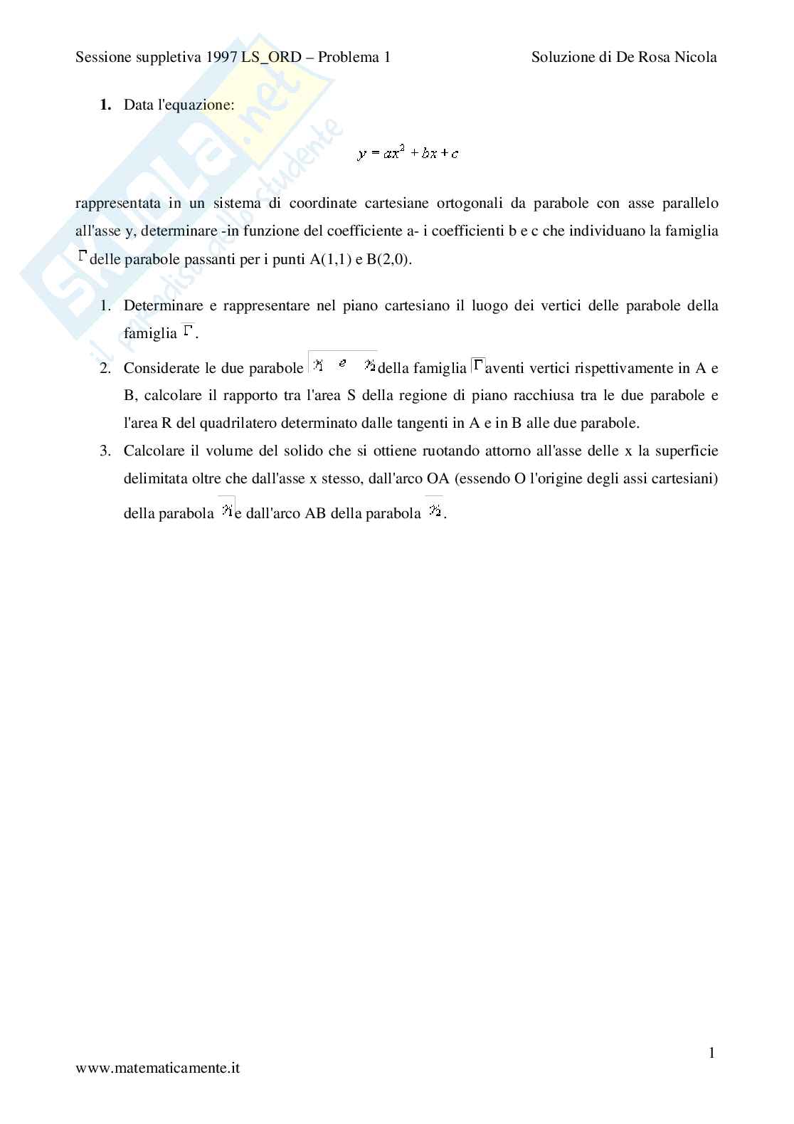 1997 - Liceo scientifico di ordinamento - quesito 1 sessione straordinaria Pag. 1