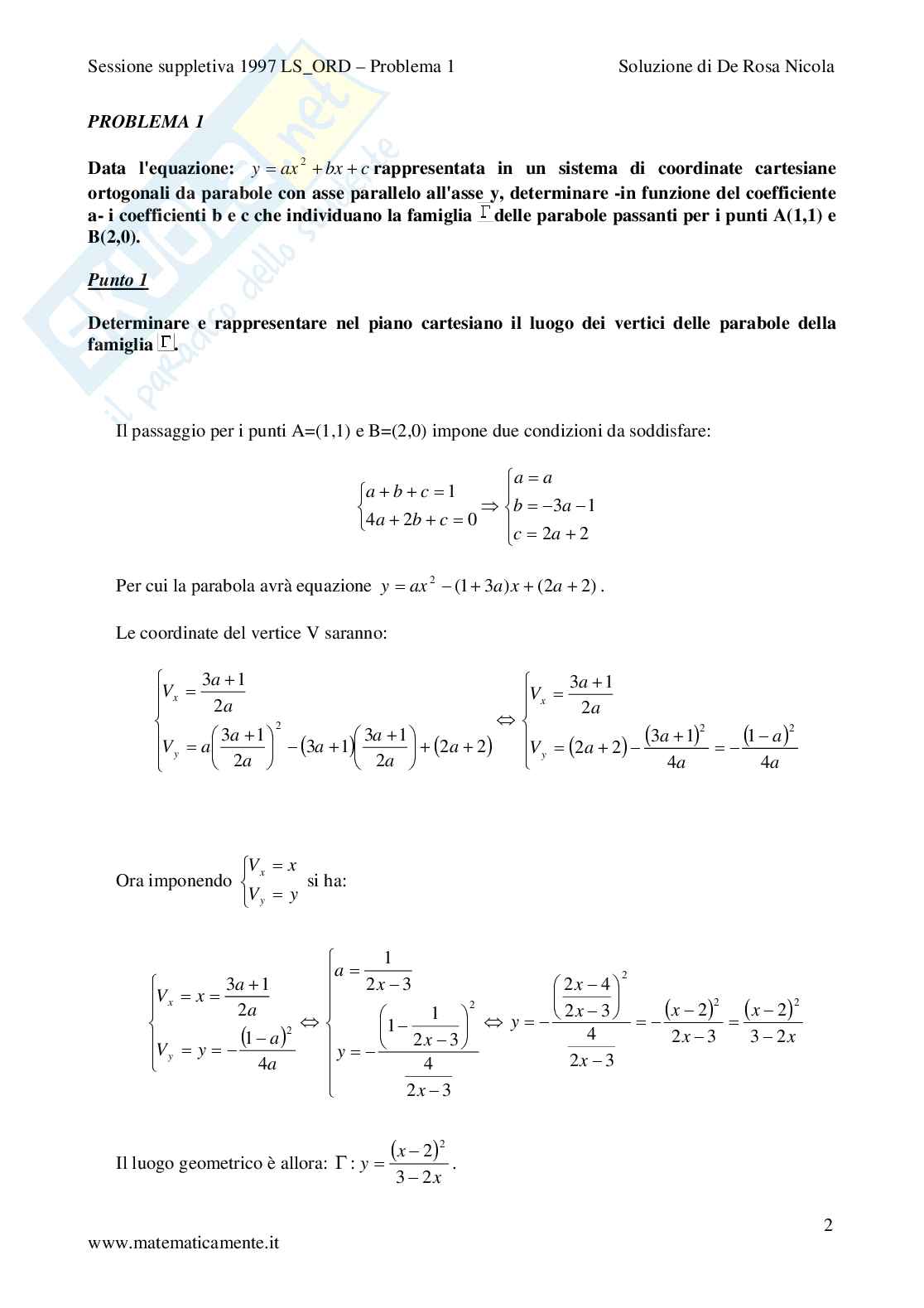 1997 - Liceo scientifico di ordinamento - quesito 1 sessione straordinaria Pag. 2