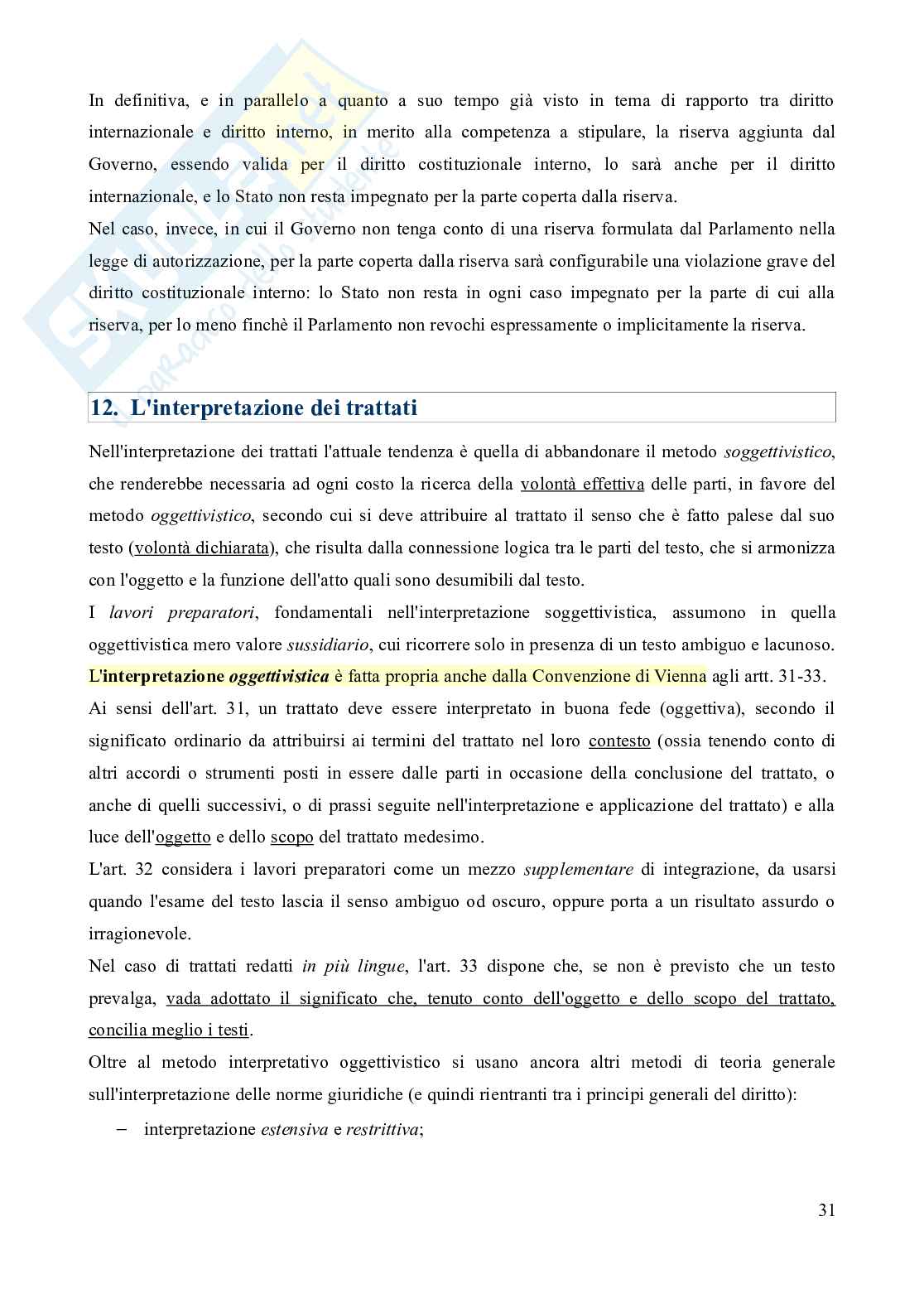 Riassunto esame Diritto internazionale, Prof. Fodella Alessandro, libro consigliato Diritto internazionale (12^ edizione, aggiornata al 2023), Conforti, Iovane Pag. 31