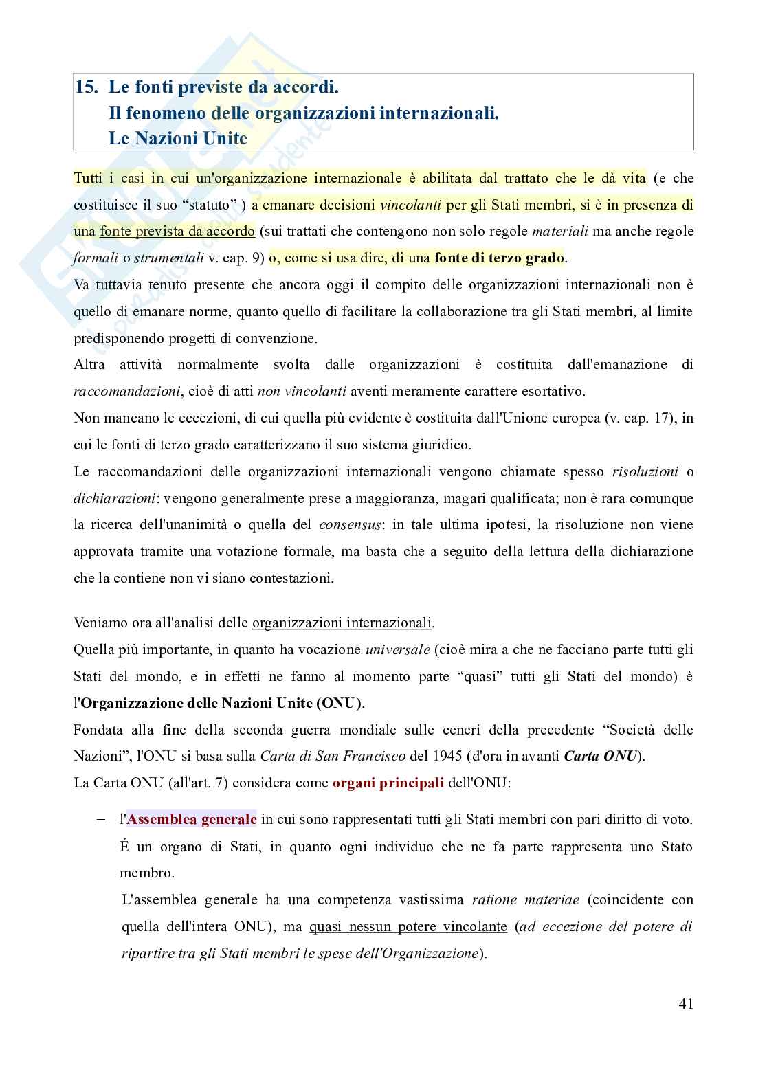 Riassunto esame Diritto internazionale, Prof. Fodella Alessandro, libro consigliato Diritto internazionale (12^ edizione, aggiornata al 2023), Conforti, Iovane Pag. 41