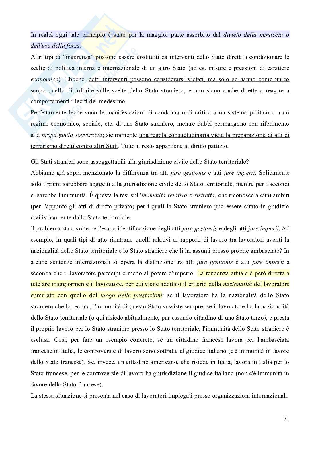 Riassunto esame Diritto internazionale, Prof. Fodella Alessandro, libro consigliato Diritto internazionale (12^ edizione, aggiornata al 2023), Conforti, Iovane Pag. 71