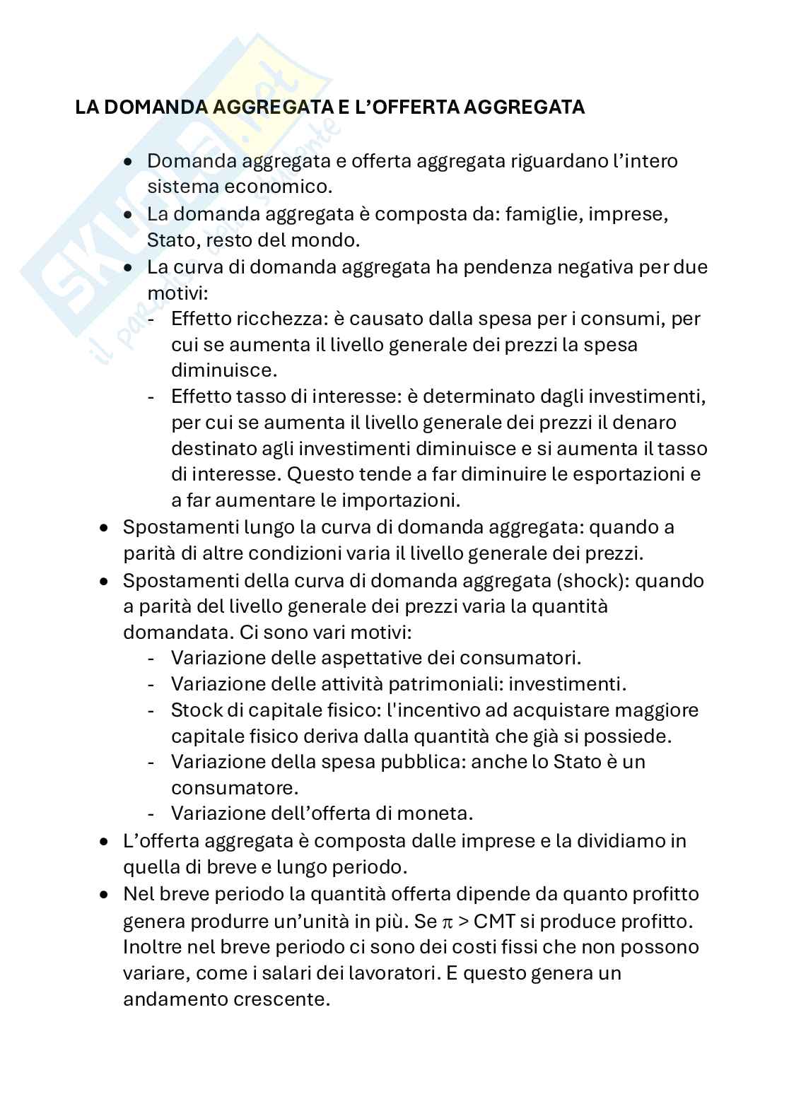 Riassunto esame Economia politica, Prof. Pulejo Massimo, libro consigliato Fondamenti di economia politica, Wells  Pag. 36