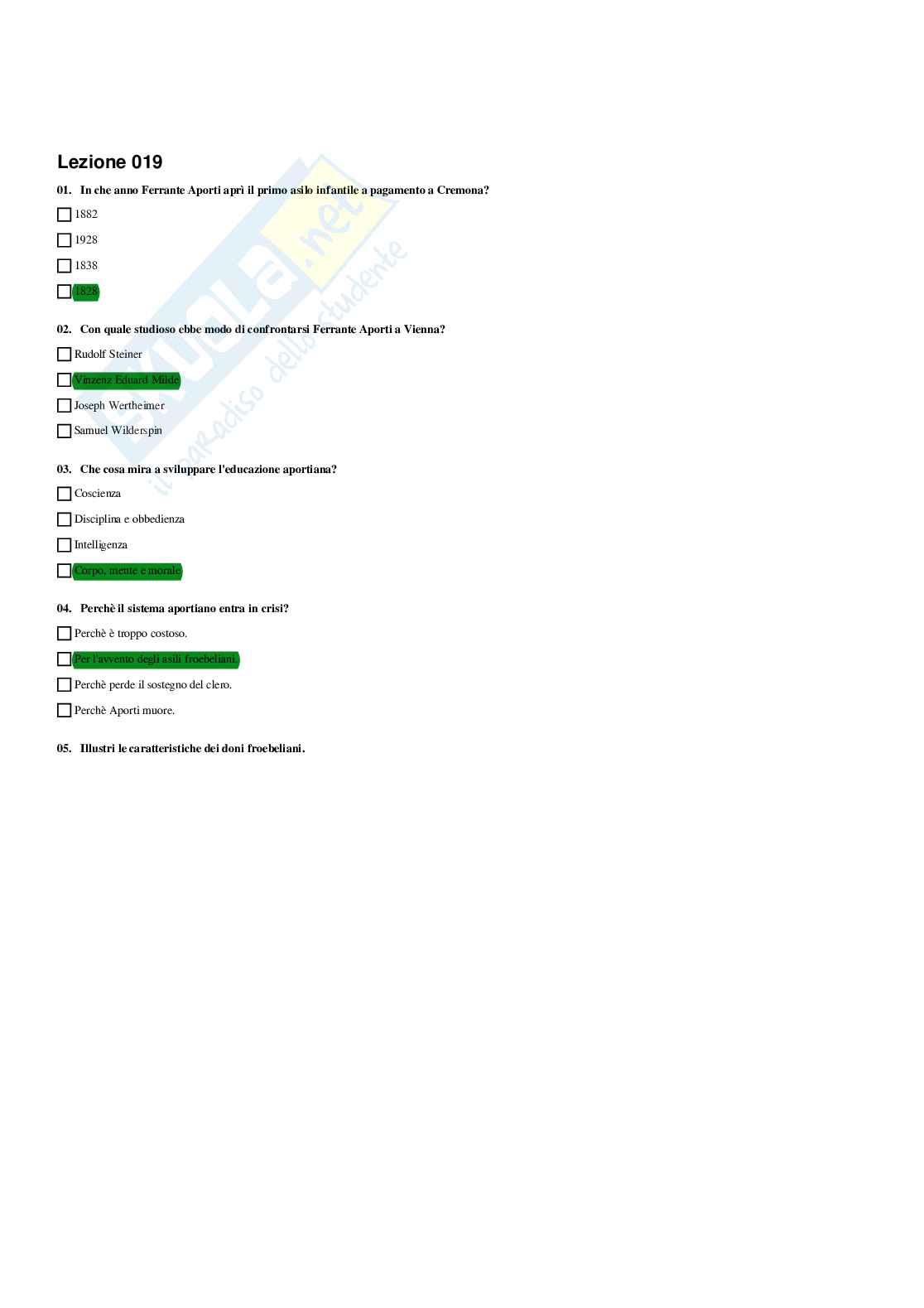 Paniere Storia della pedagogia  - Risposte Multiple - aggiornato (2026) Pag. 21
