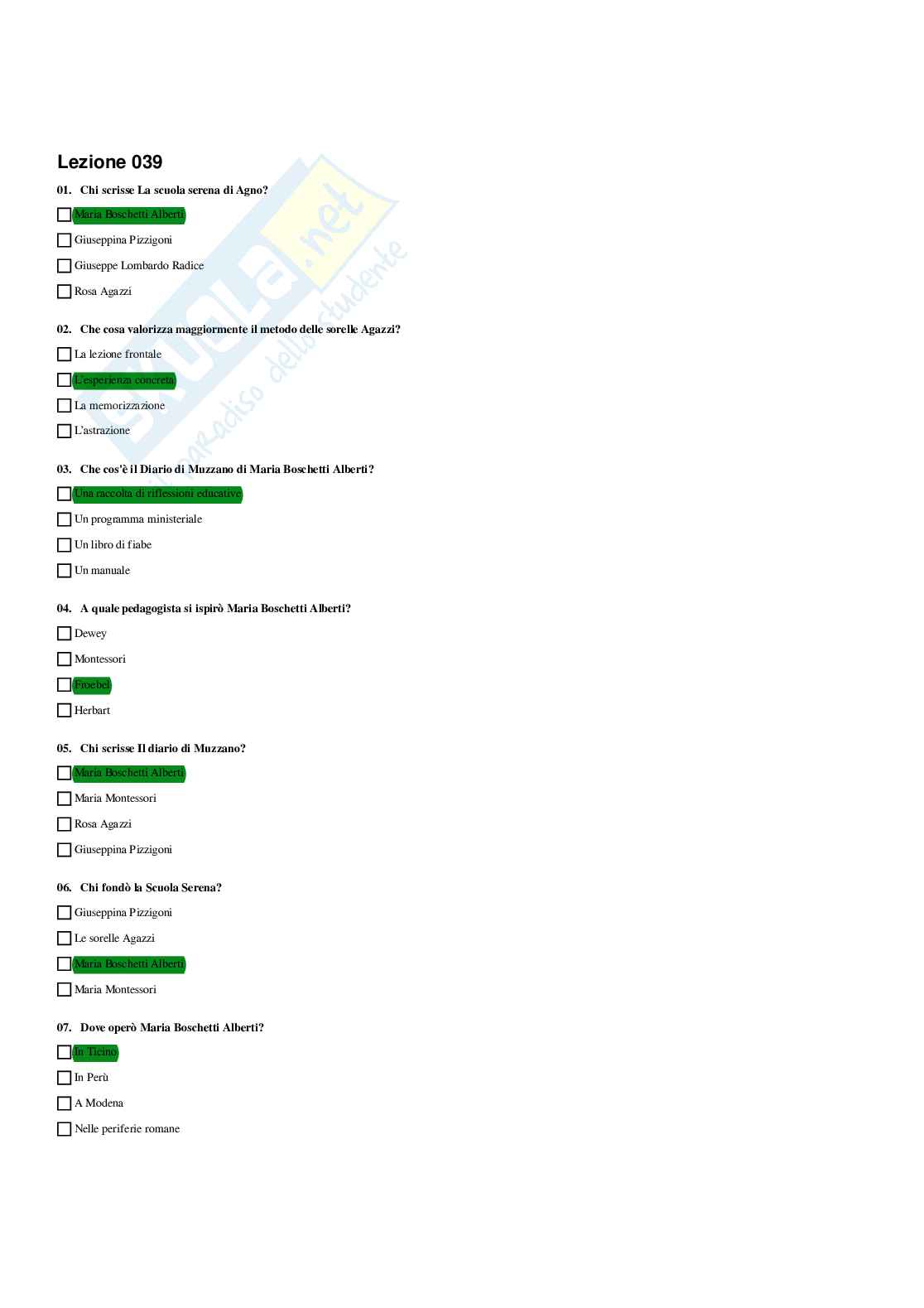 Paniere Storia della pedagogia  - Risposte Multiple - aggiornato (2026) Pag. 41
