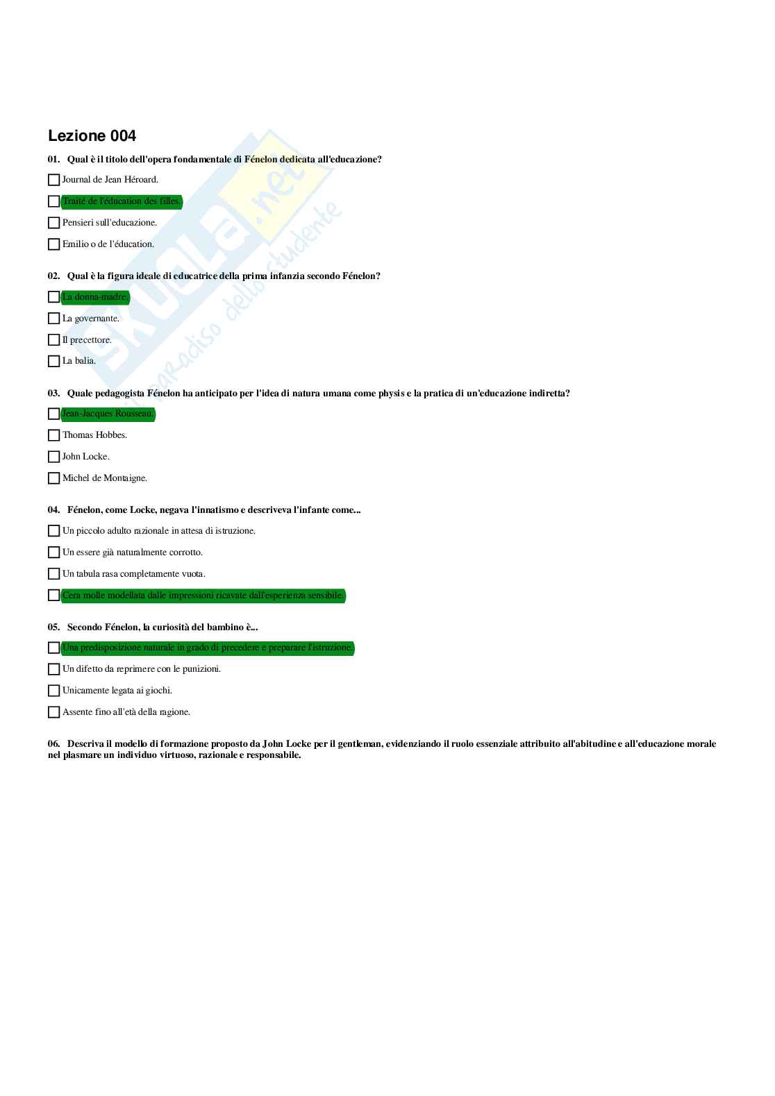Paniere Storia della pedagogia  - Risposte Multiple - aggiornato (2026) Pag. 6